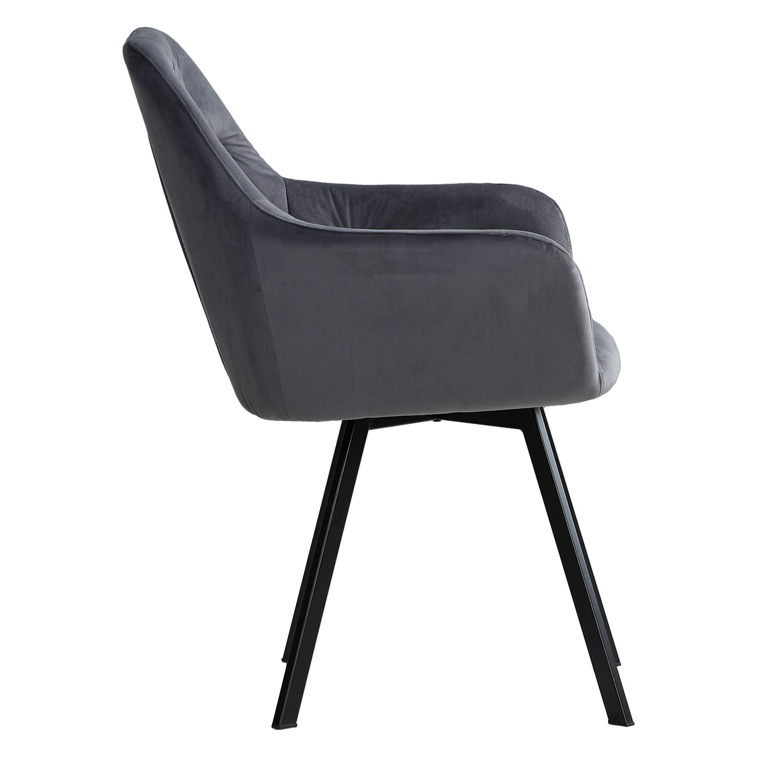 Upholstered Chair Velvet Grey | Set of 4 | swivel | with Armrests | Kitchen Dining Room Office