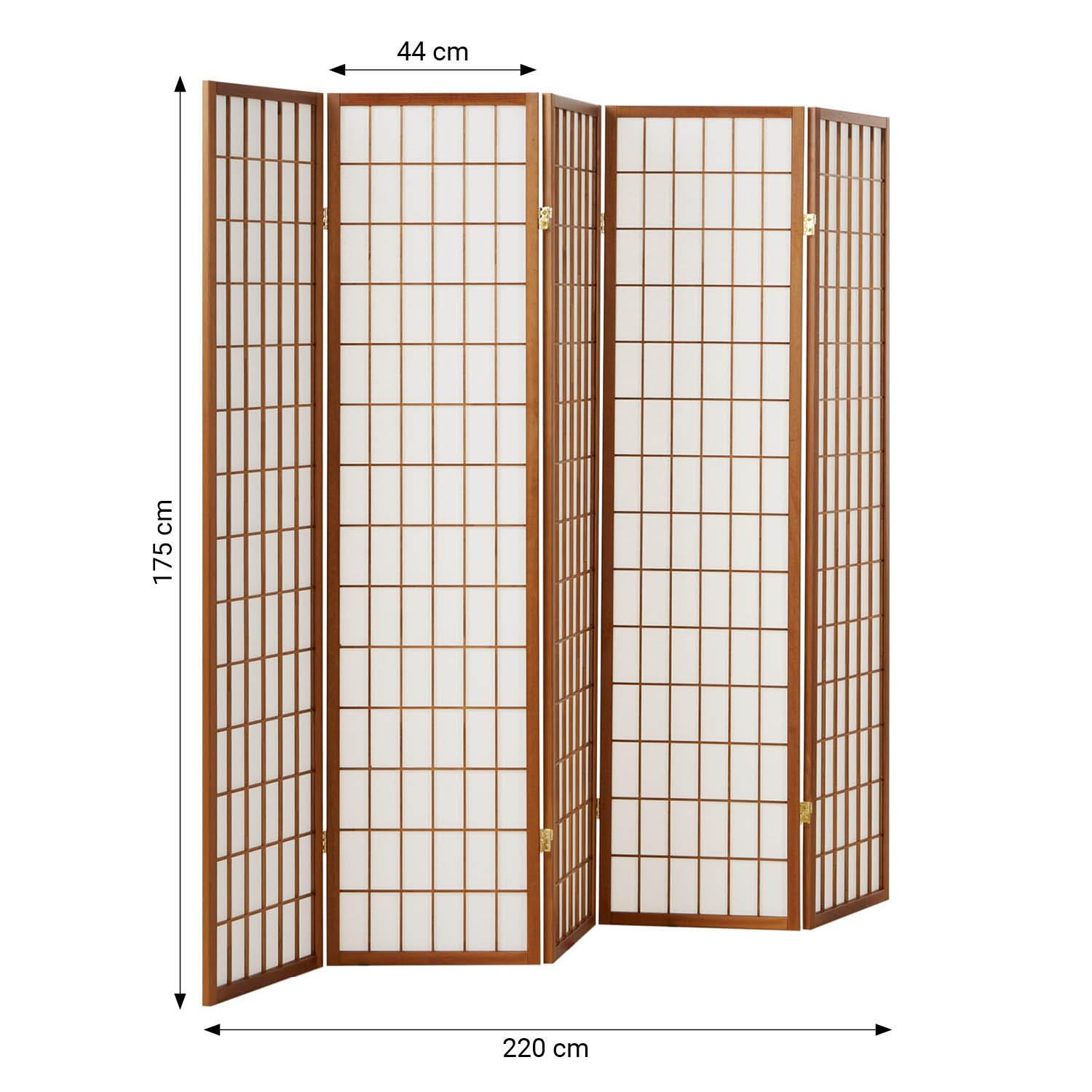 Light Brown Folding Screen – 5-panel wooden screen with Shoji rice paper