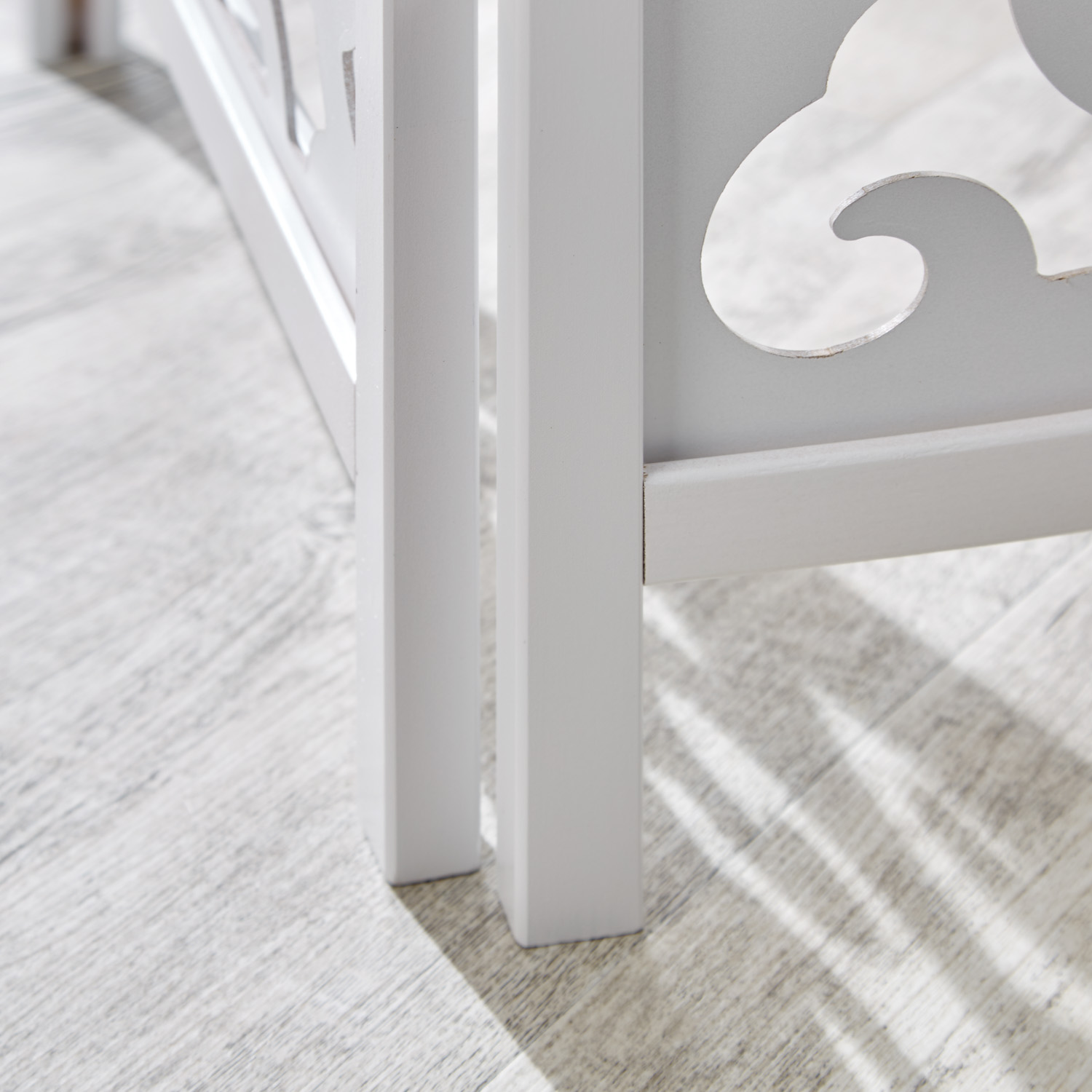 Paravent White with Decorations | 3-panel | Wood | Room Divider Partition Privacy Screen