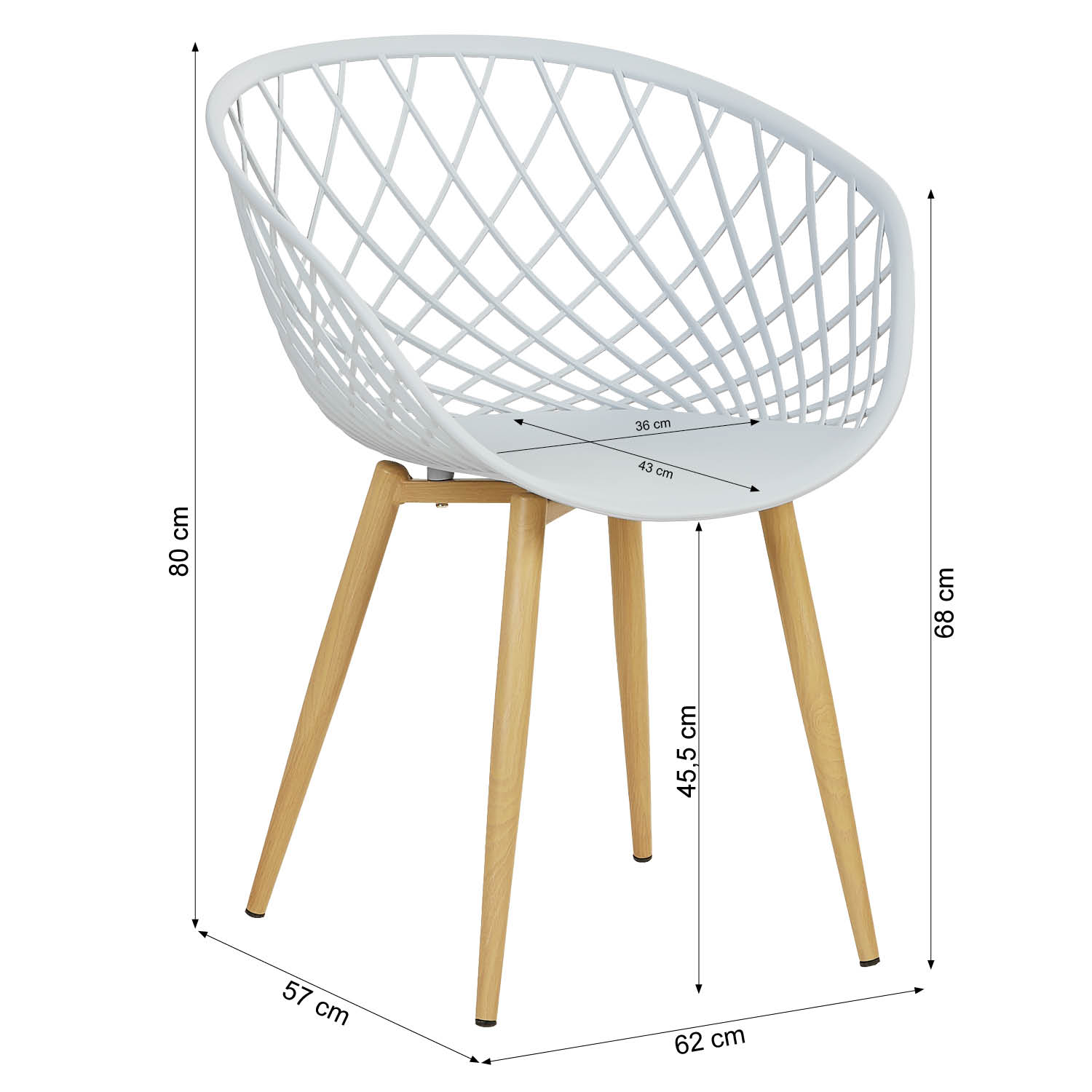 Set of 6 Garden chair with armrests Camping chairs Grey Garden armchairs Outdoor chairs Plastic Egg chair Indoor chairs Kitchen chairs