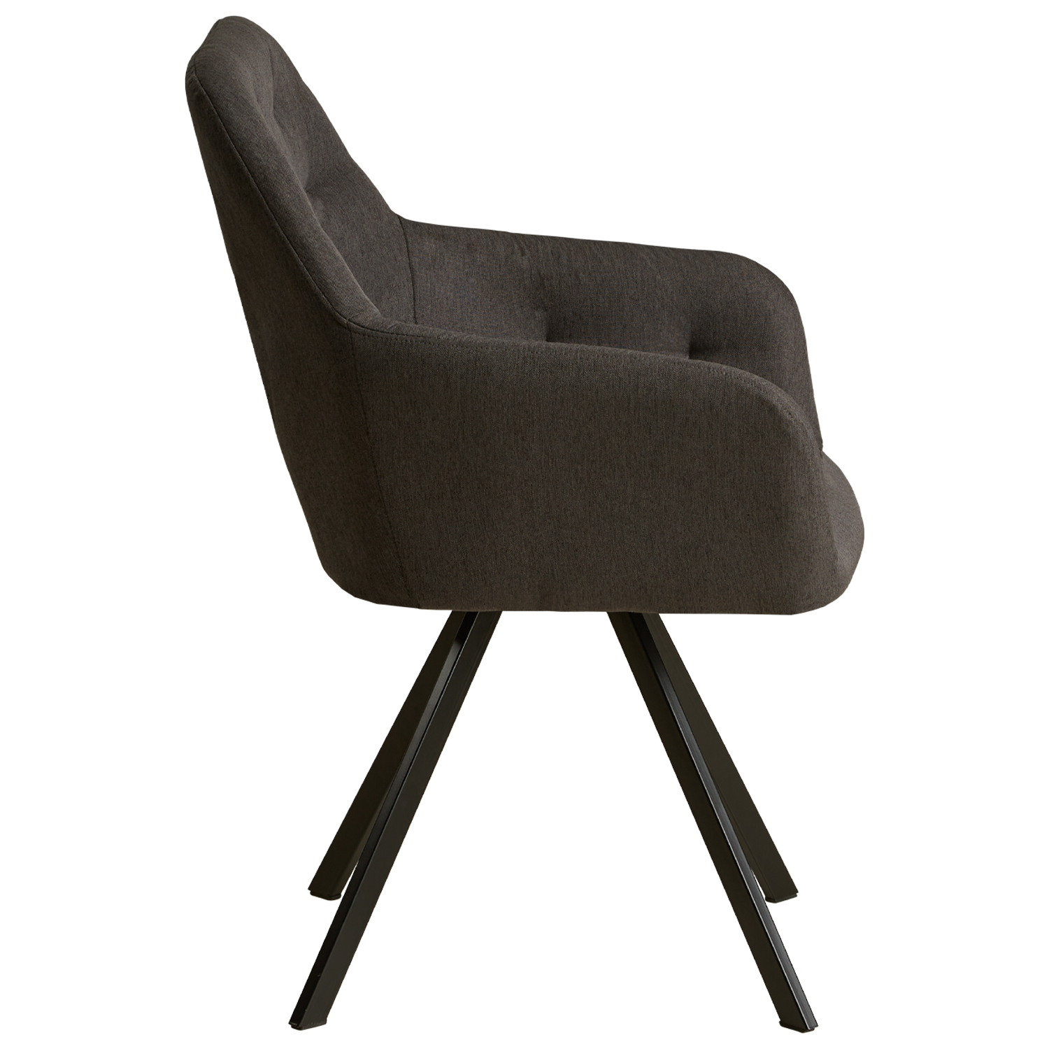 Set of 6 Upholstered Linen Dining Chairs in Anthracite with Armrests – Modern Dining Chairs
