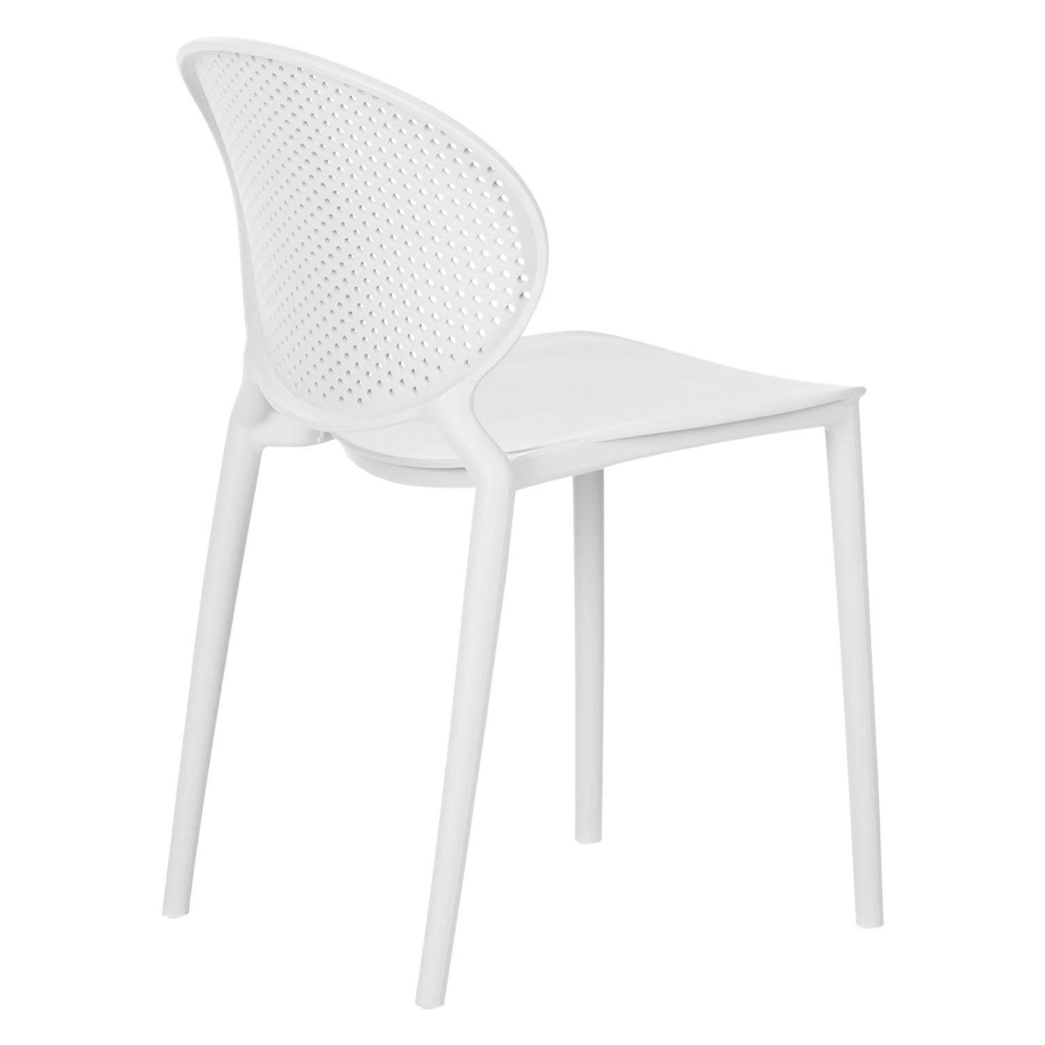 Modern Garden chair Set of 4 White Camping chairs Outdoor chairs Plastic Stacking chairs Kitchen chairs