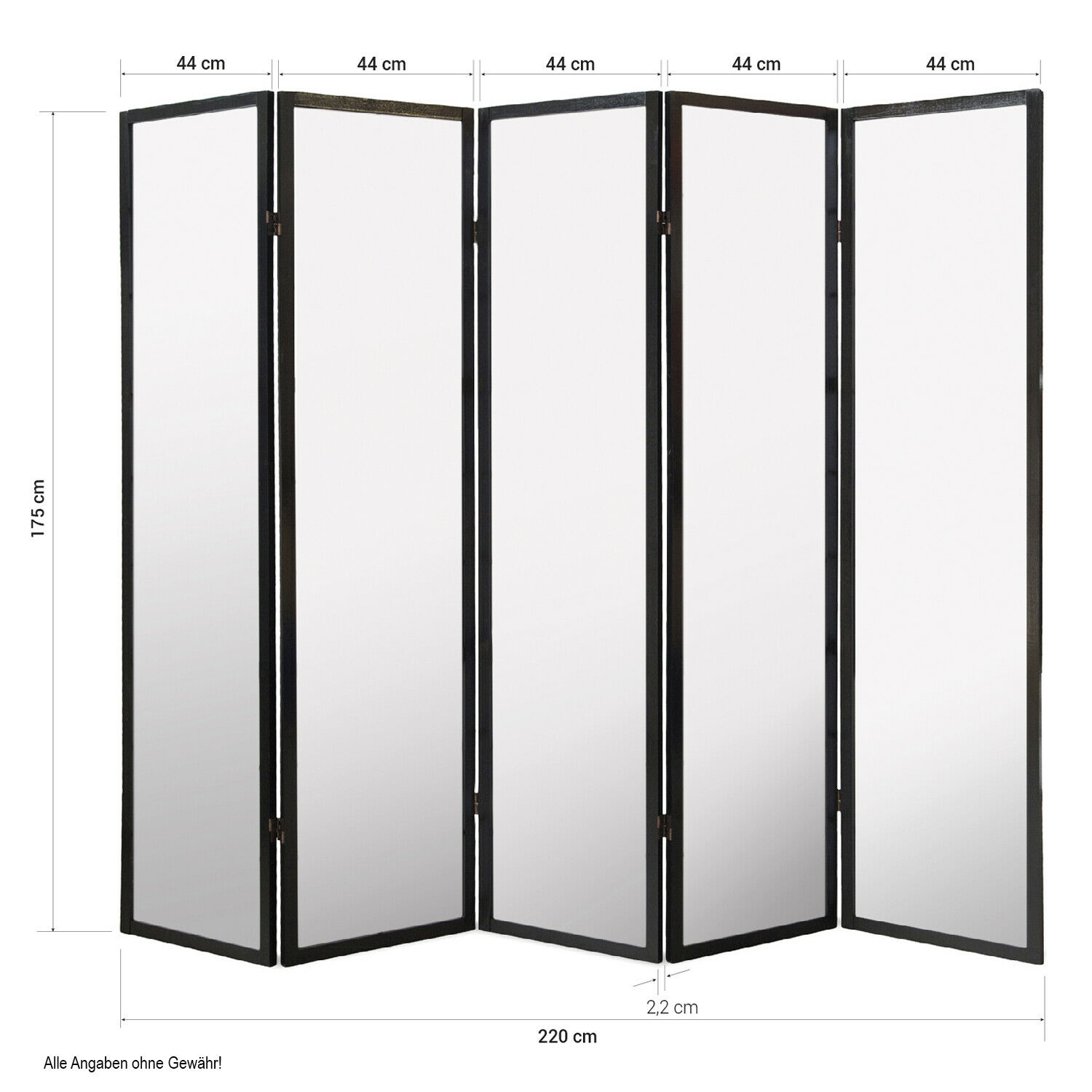 Black Shoji 5-Panel Screen – Wooden room divider with white rice paper