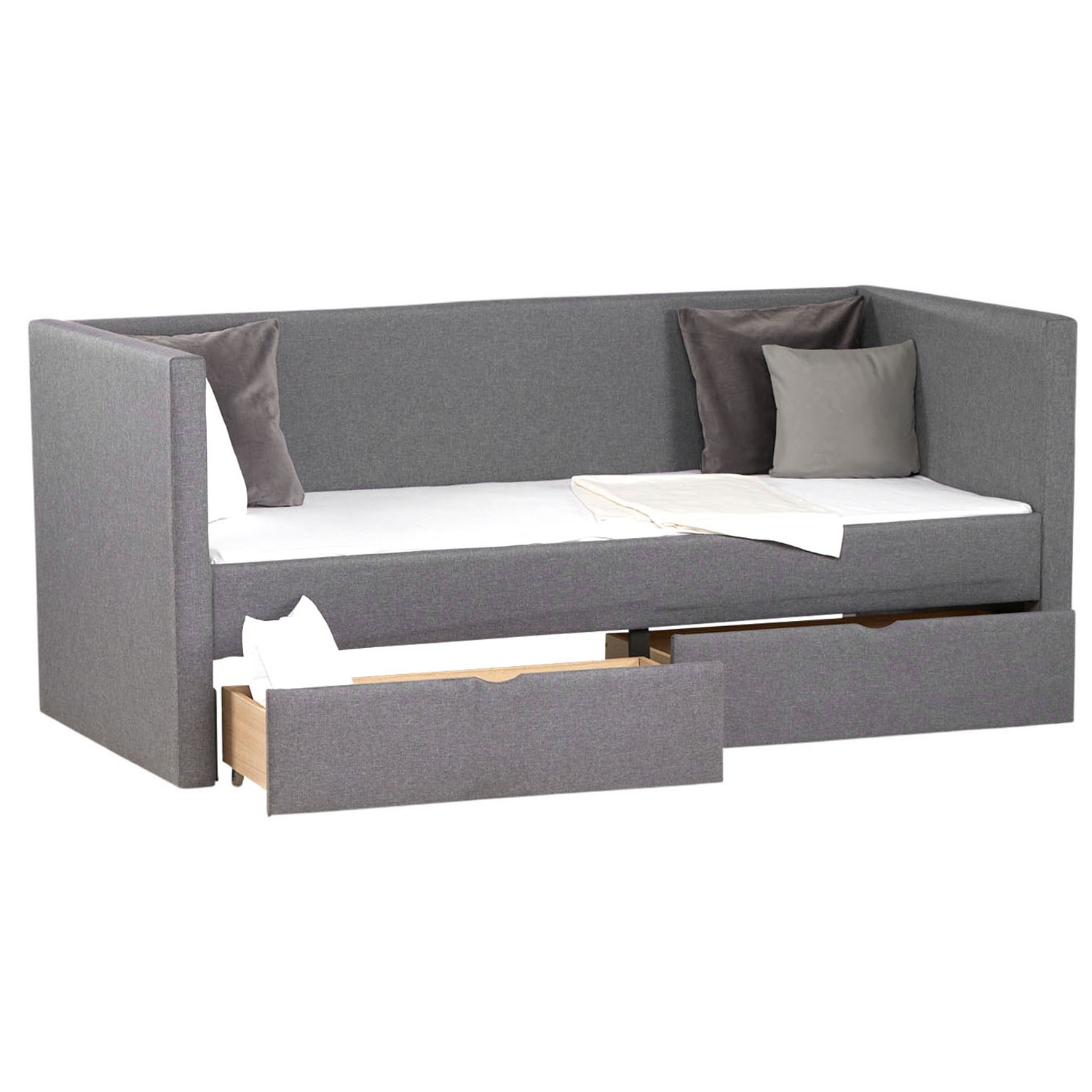 Upholstered Bed 90x200 Grey Bed Drawer Day Bed Sofa Bed Guest Bed Extendable Upholstered Bed 90x200 Grey Bed Drawer Day Bed Sofa Bed Guest Bed Extendable