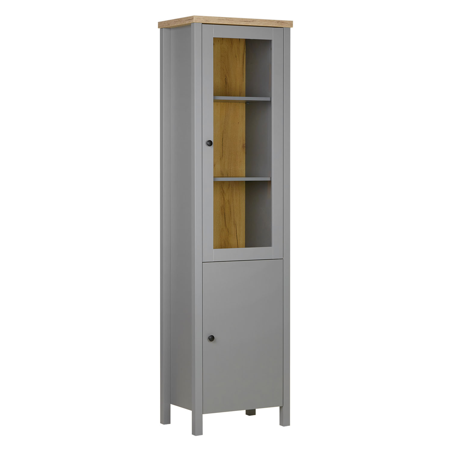 Vitrine Schrank Wohnzimmer Holz Grau Highboard