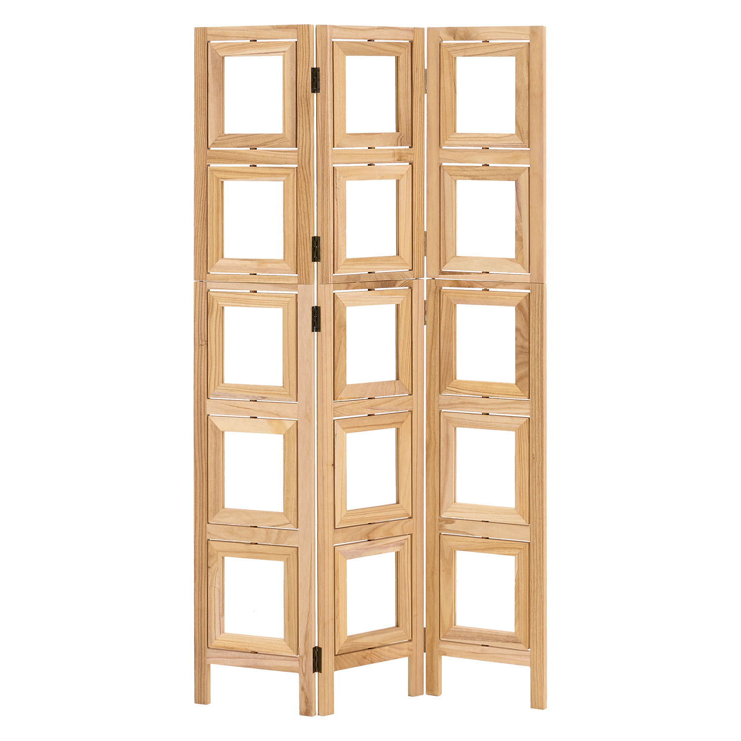 3-Panel "Nature" Folding Screen with Photos – Wooden Room Divider as a Photo Display