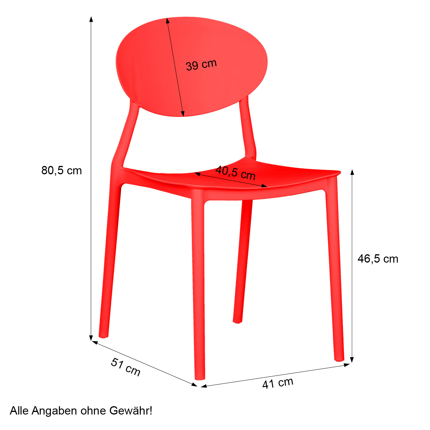 Garden chair Set of 4 Camping chairs Red Outdoor chairs Plastic Stacking chairs Kitchen chairs