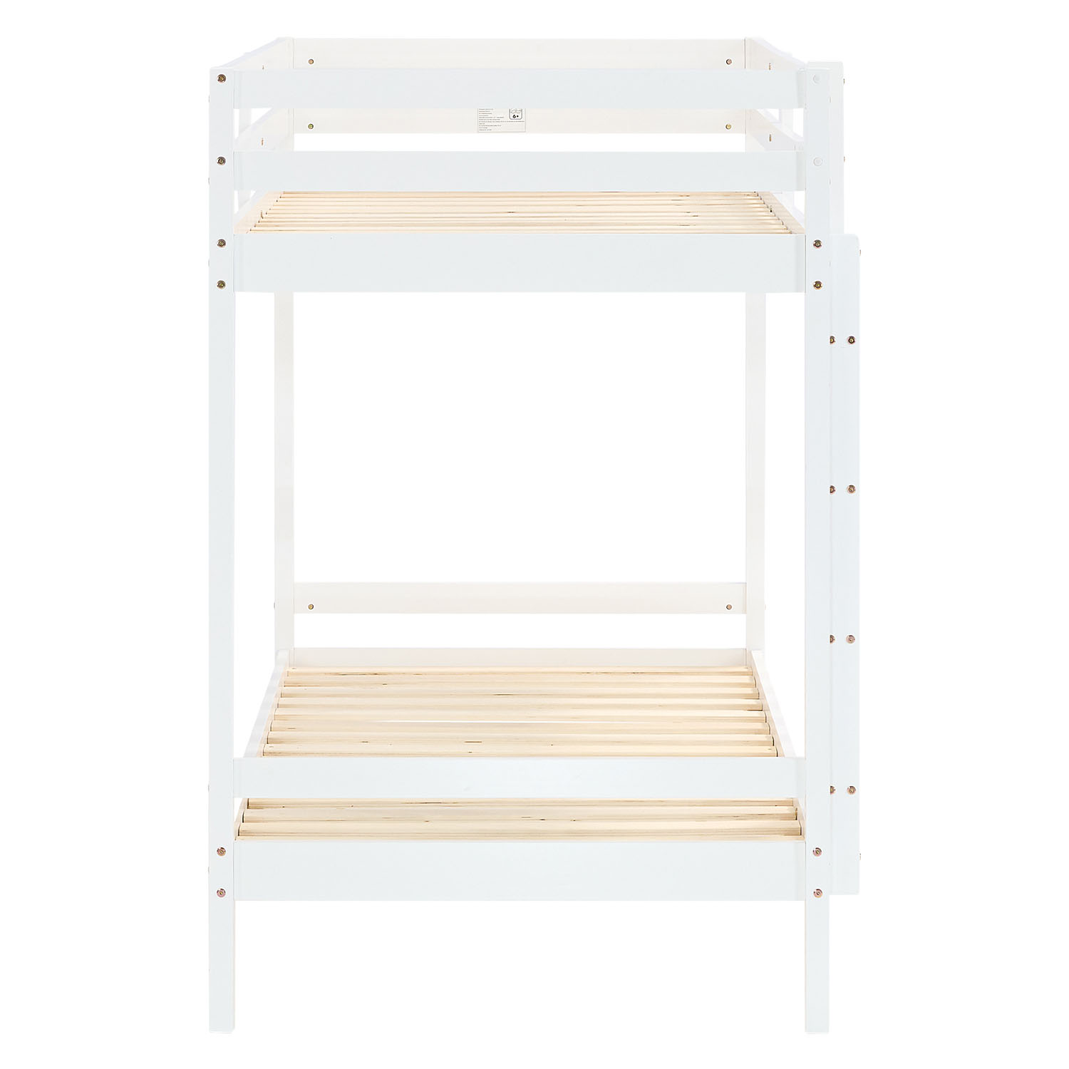 Bunk bed with 2 matresses Children bed 90x200 cm wooden Kids bed High sleeper White Slats