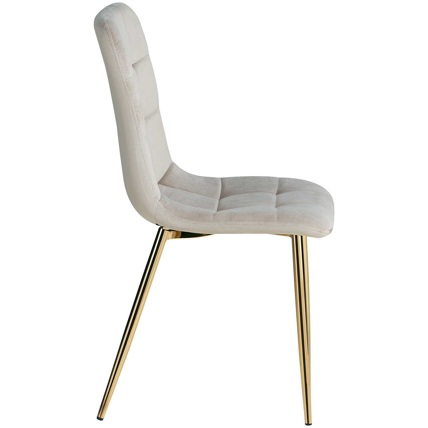 Light Gray Velvet Upholstered Chair with Gold Legs – Elegant Velvet Dining Chair Without Armrests