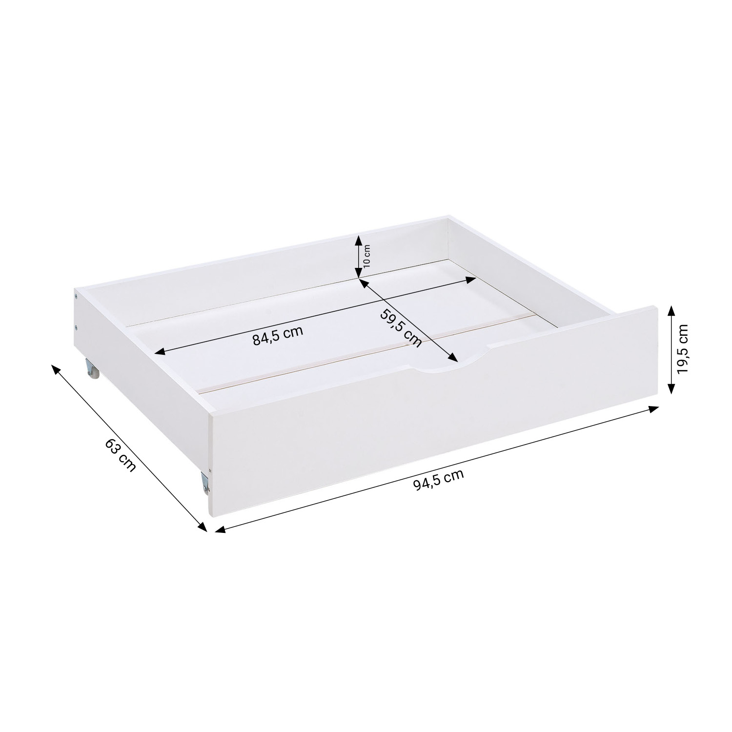 Children's Bed 90x200 cm White Natural | Wooden bed with 2 drawers | Single Bed | with Slatted Frame | Fall Protection