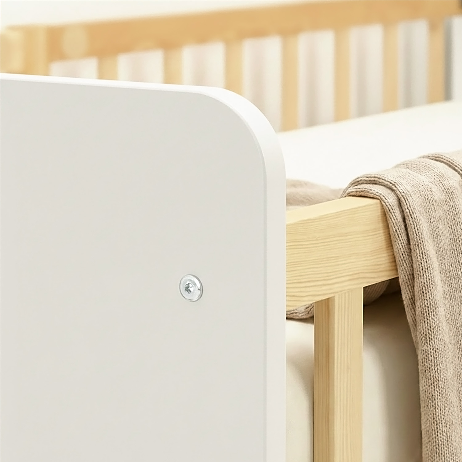 Single bed 90x200 cm White with Mattress Wooden Bed frame Toddler bed with safety rail Kids bed Childrens bed Slatted frame