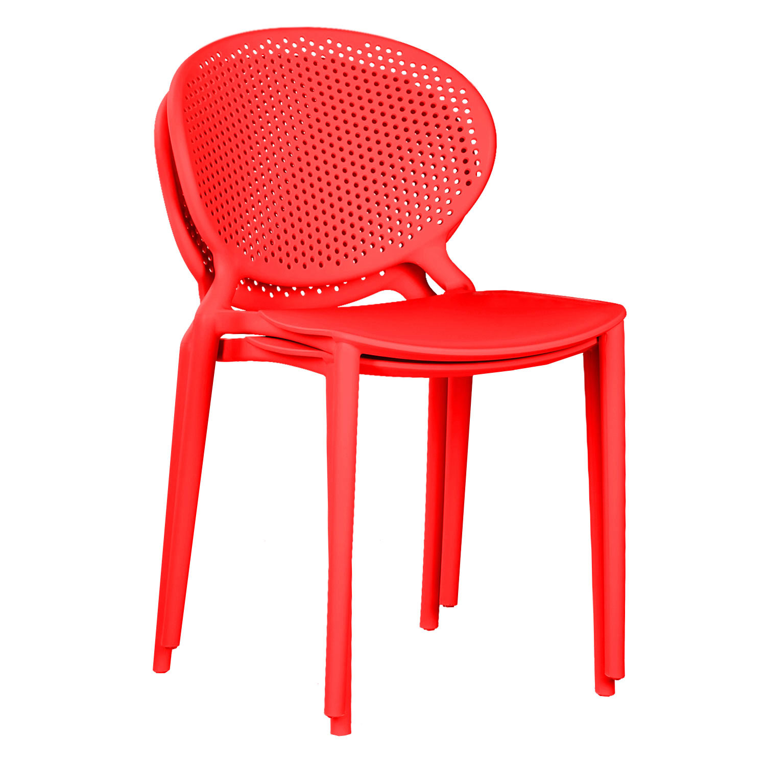 Modern Garden chair Set of 4 Red Camping chairs Outdoor chairs Plastic Stacking chairs Kitchen chairs