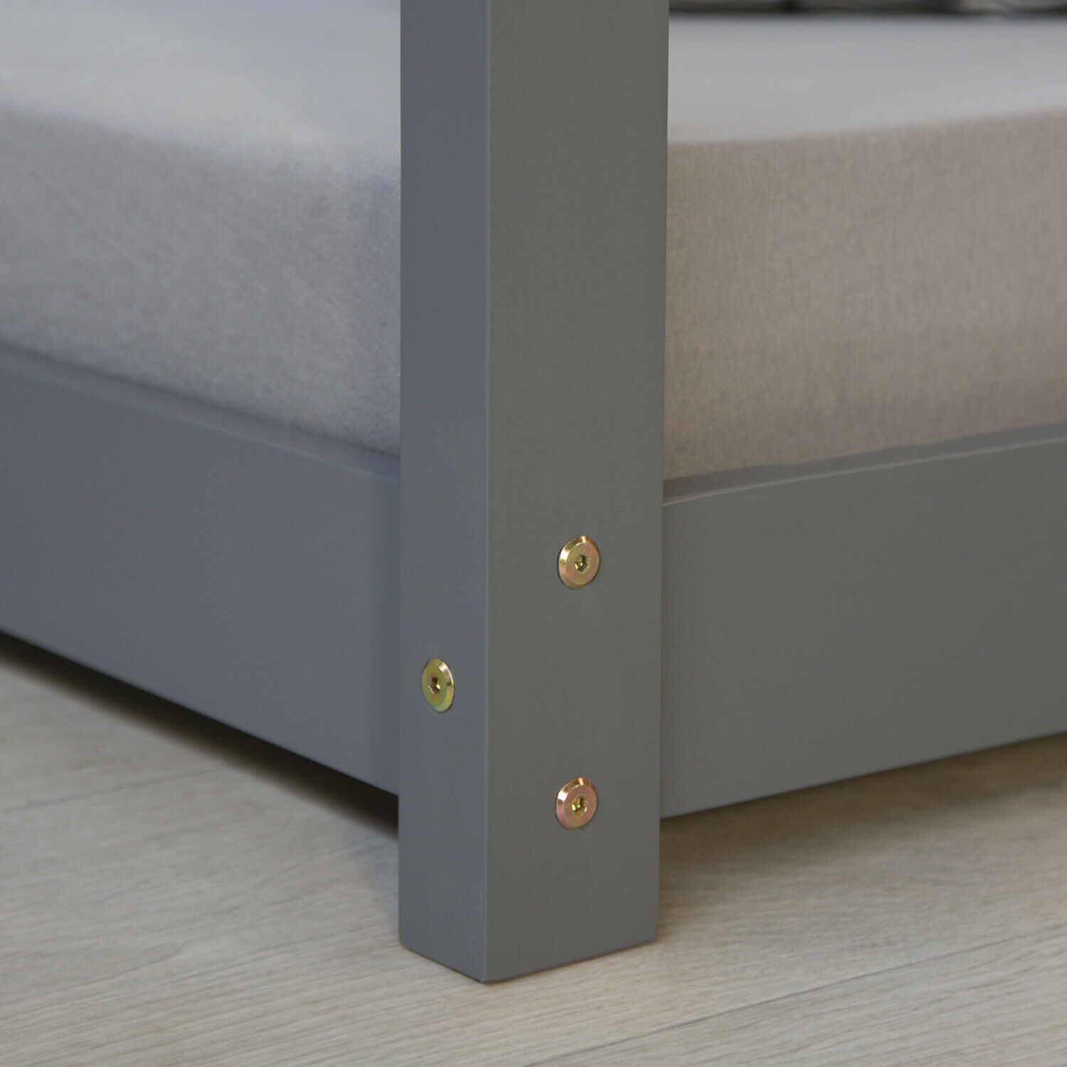 Children's Bed 90x200 cm Gray | House Bed | Single Bed | with Slatted Frame | Wood | Floor Bed
