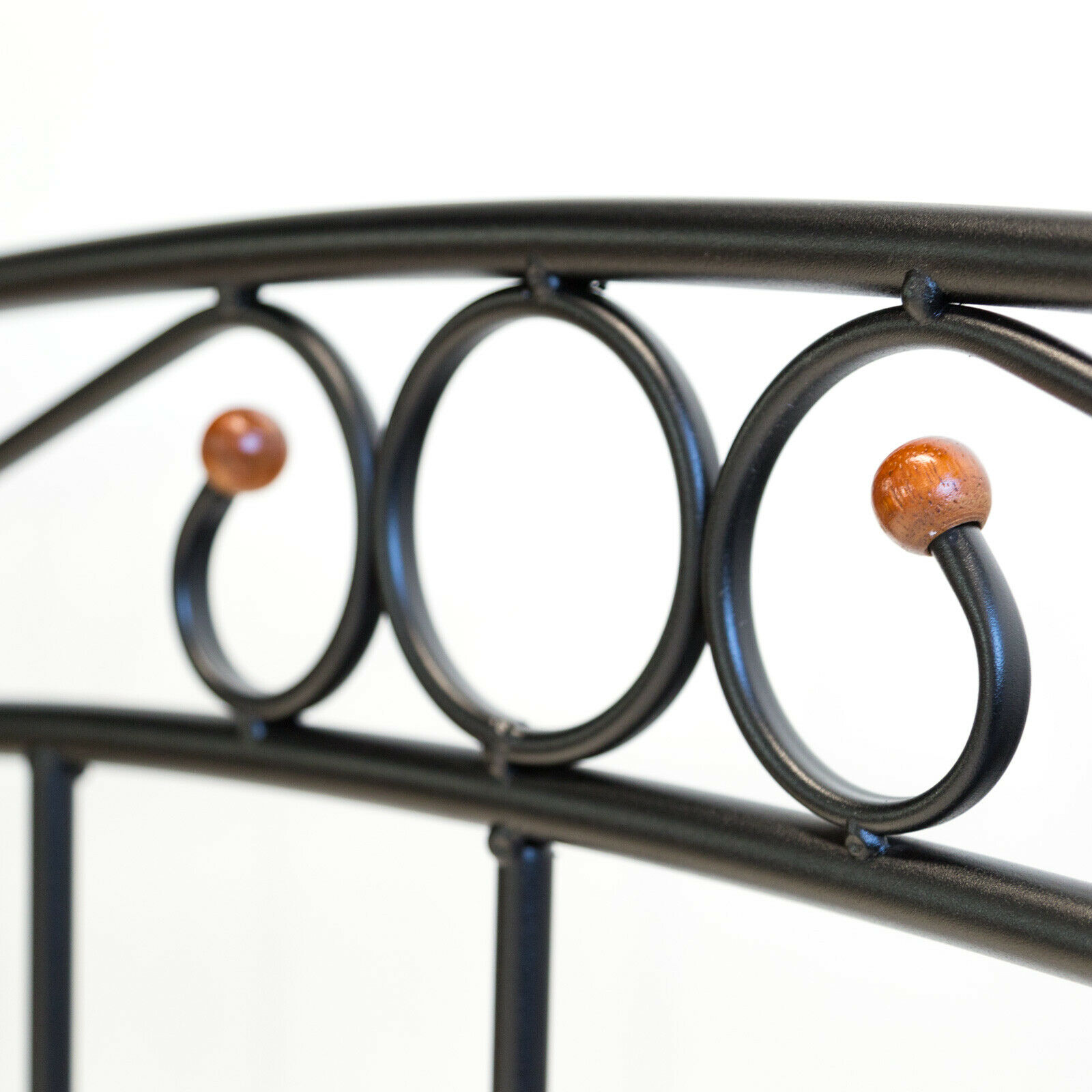 Design Iron Bed Double 180 x 200Wood Slatted black brown bed frame 916