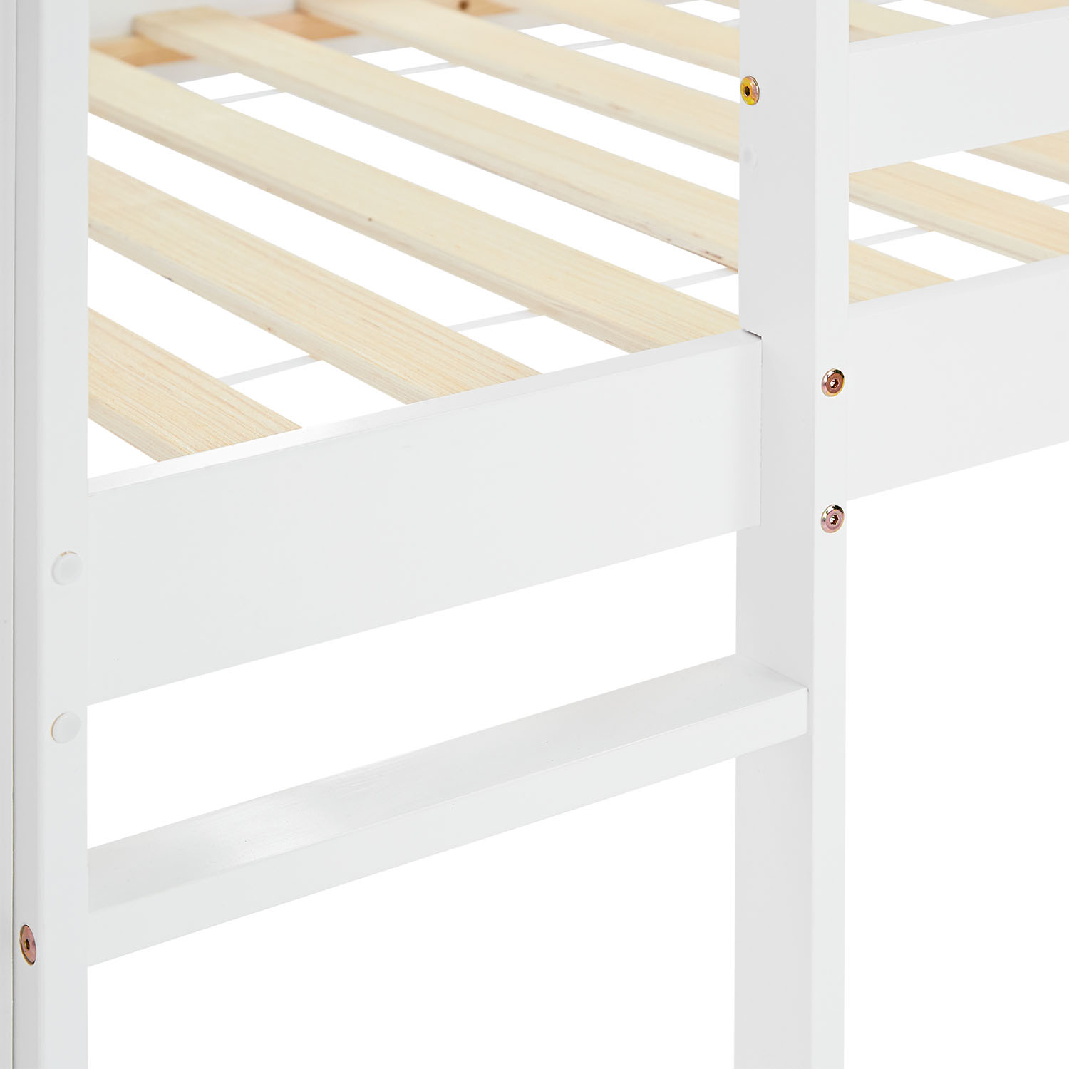 Loft bed with mattress and slatted frame, 90x200 cm, children's bed, white, solid wood