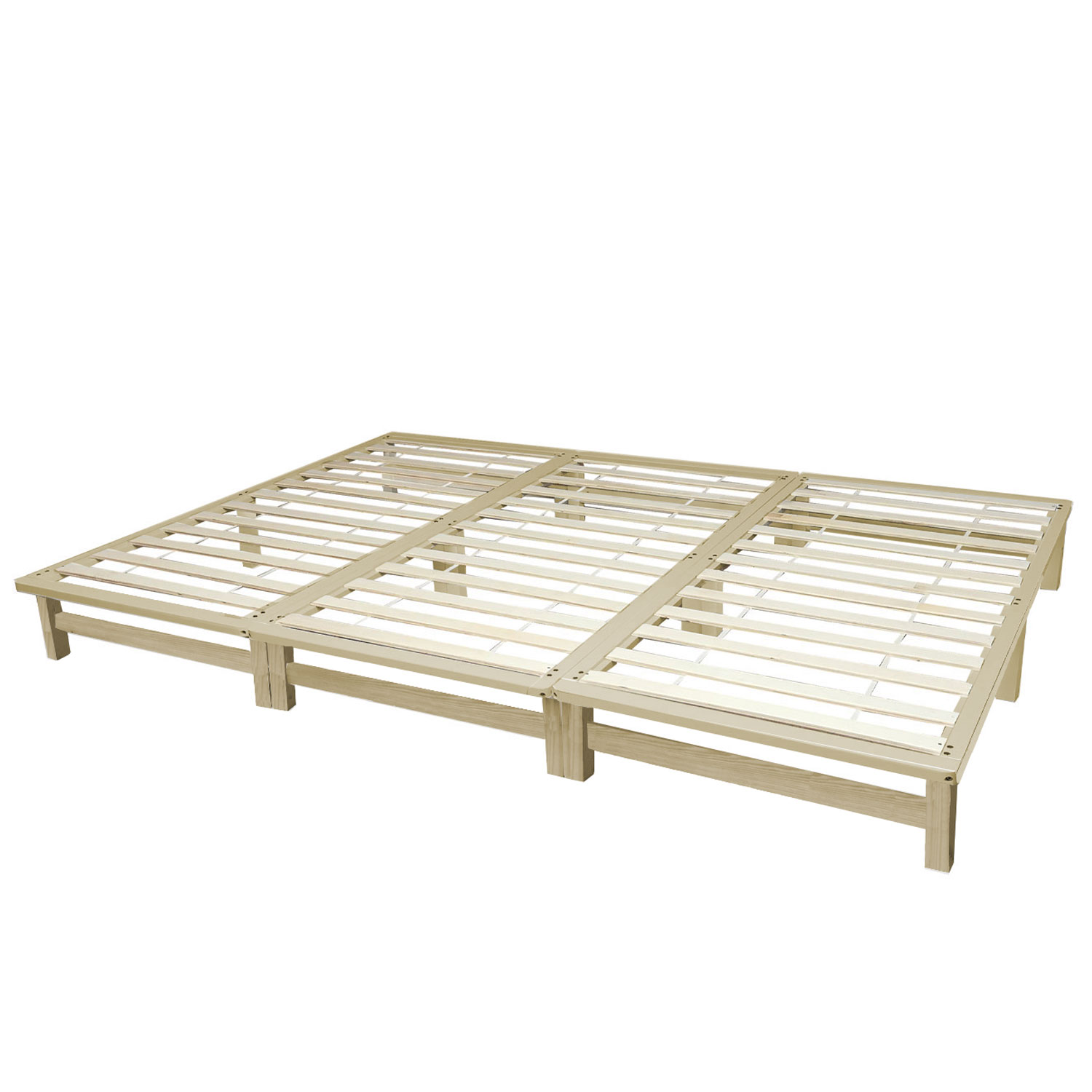 Family bed wooden bed 270x200 cm Natural White Grey pallet bed Solid Frame Futon bed