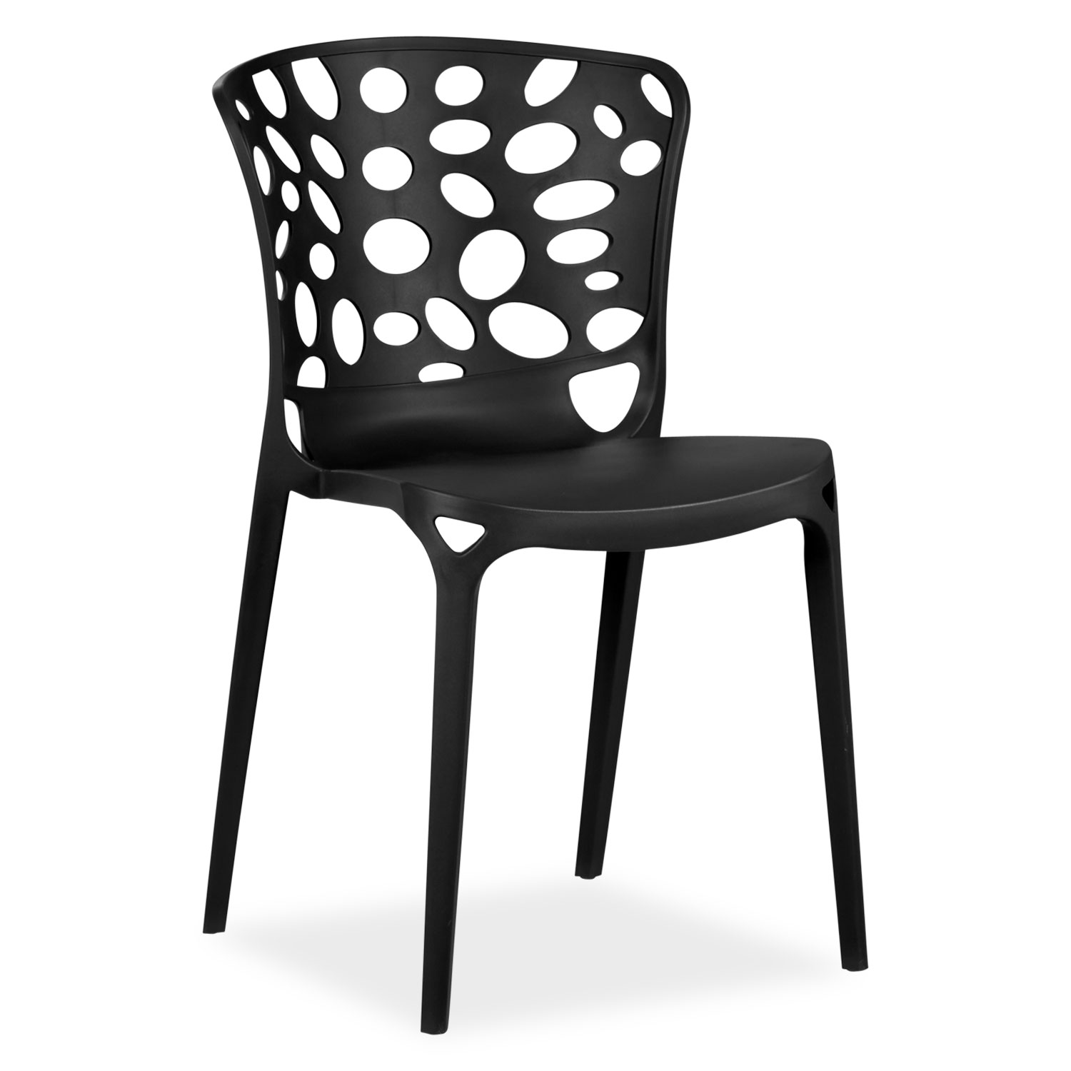 Garden chair Set of 2 Modern Black Camping chairs Outdoor chairs Plastic Stacking chairs Kitchen chairs