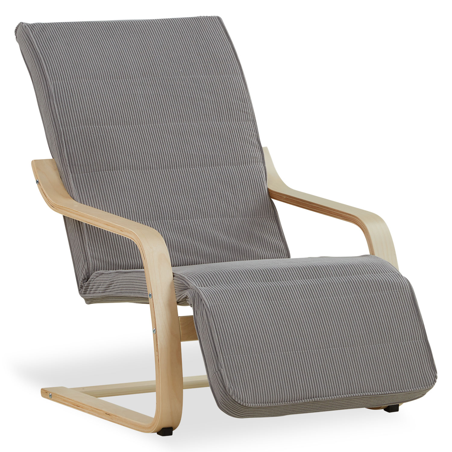 Recliner chair with footrest Dark Grey Corduroy Natural Nursing chair Chaise lounge Eames chair Armchair