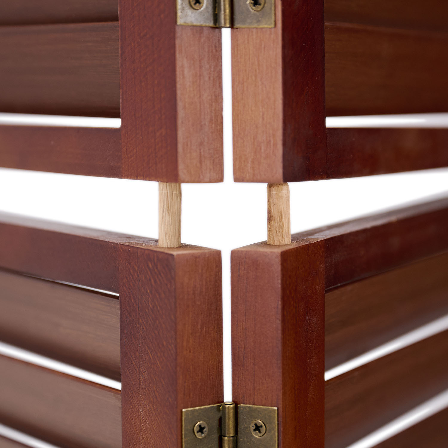 Paravent Brown Wooden Slats | 3-panel | Wood | Room Divider Partition Privacy Screen