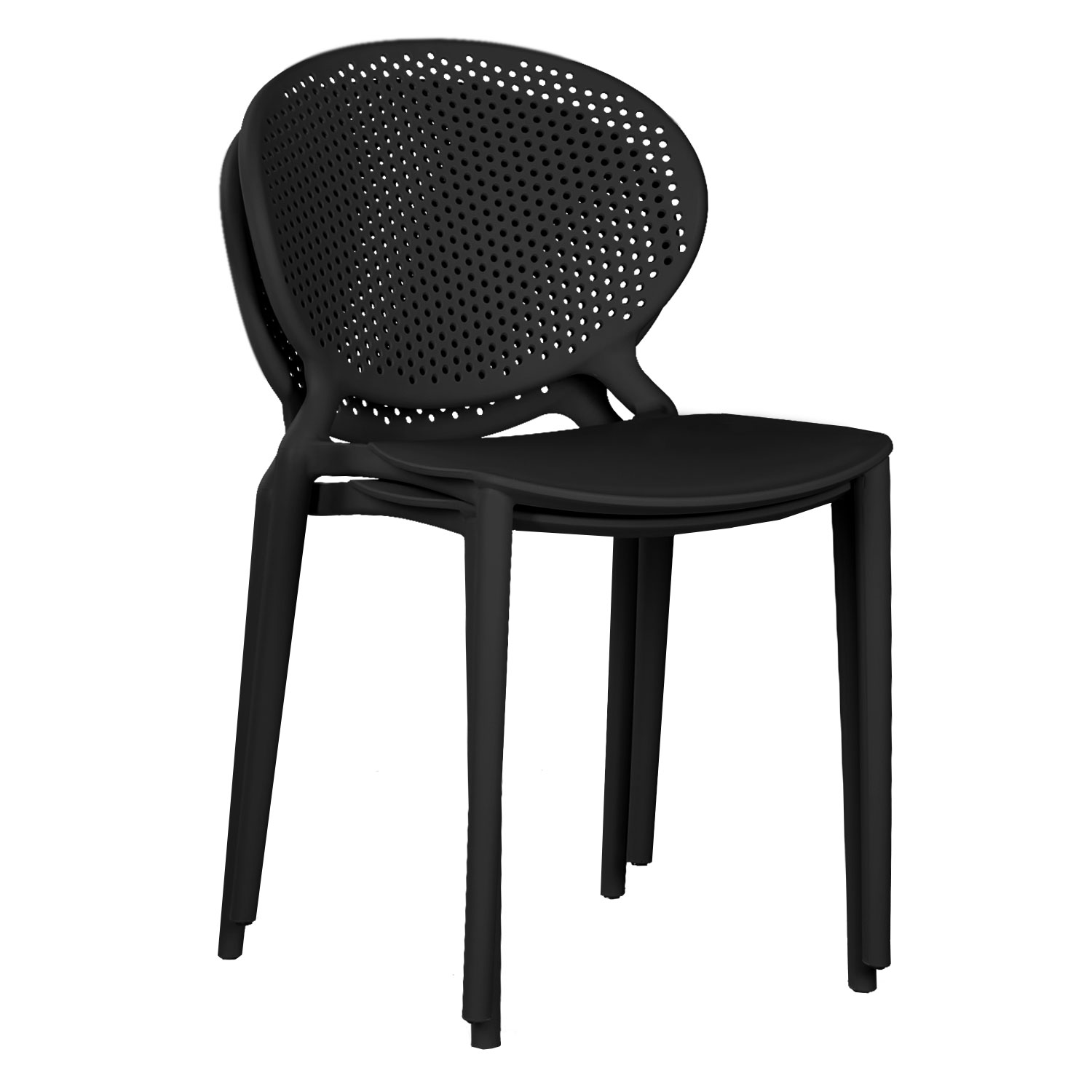 Modern Garden chair Set of 4 Black Camping chairs Outdoor chairs Plastic Stacking chairs Kitchen chairs