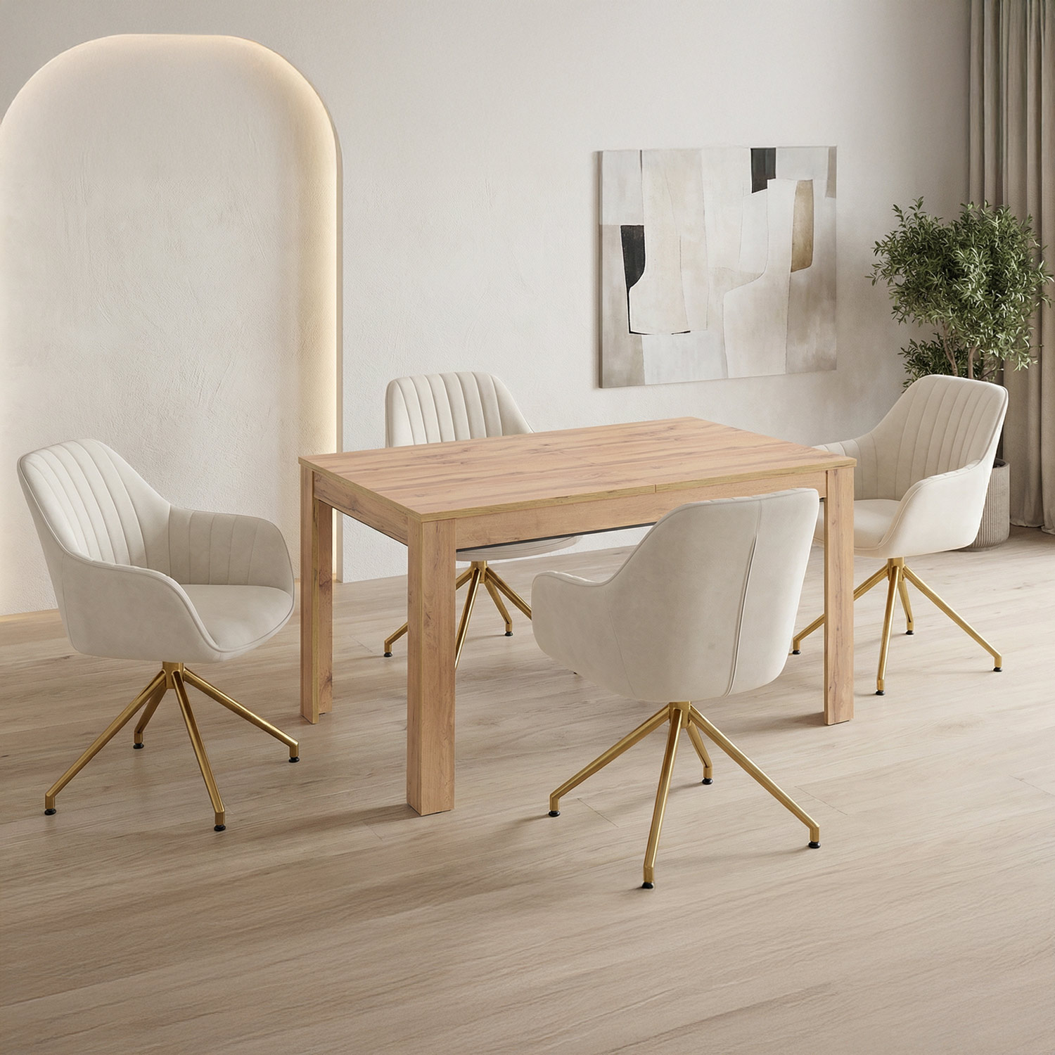 Modern Dining Table Kitchen Table Wooden Table 135x86 cm Wotan Oak 8 Seater Extendable