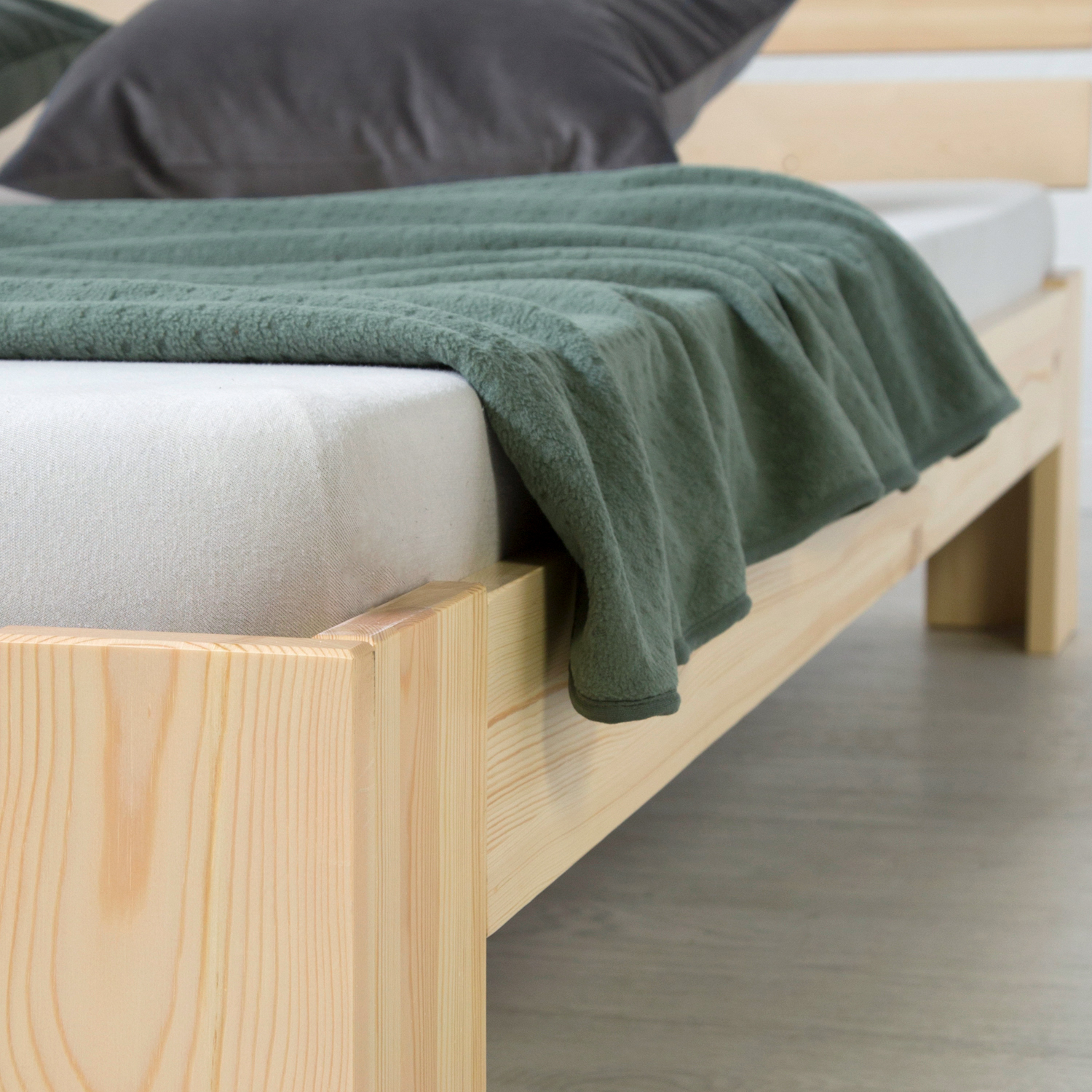 Einzelbett Holzbett 90x200 mit Lattenrost Natur Kiefer Bett Bettgestell Massivholz