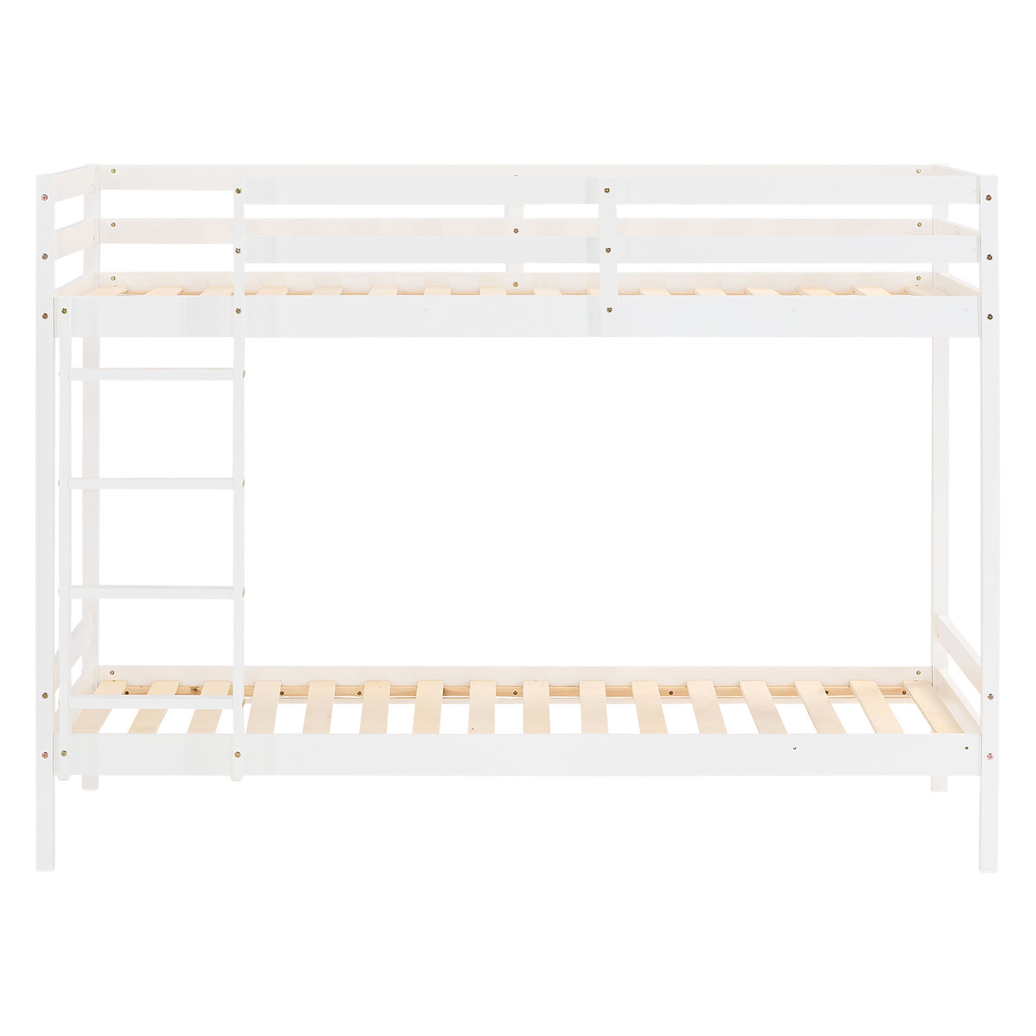 Bunk bed with 2 matresses Children bed 90x200 cm wooden Kids bed High sleeper White Slats