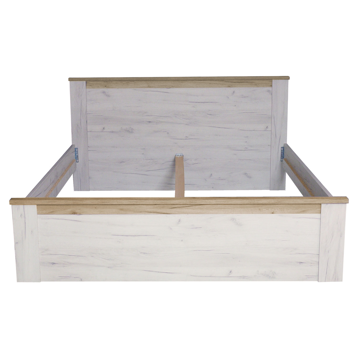 Wooden Double Queen Size Bed Frame 160x200 cm with Slats Oak White Grey Vintage