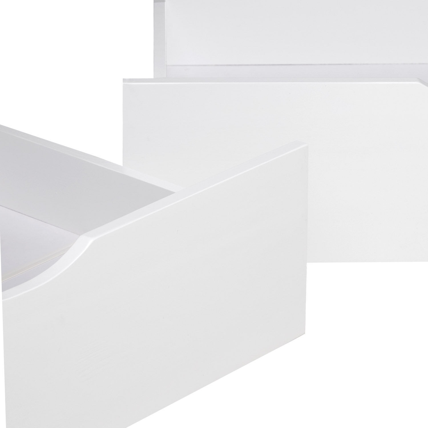 Bed Drawer Set of 2 Drawers Wood Storage with Rollers Pull-out Bed Box White