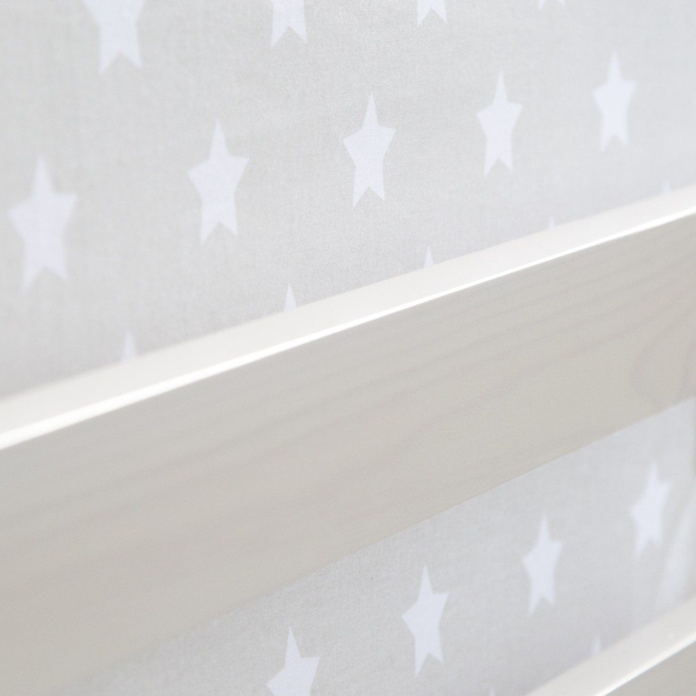 Loft Bed Kids 90x200 cm White with Curtain Stars | Tunnel | without Slatted Frame