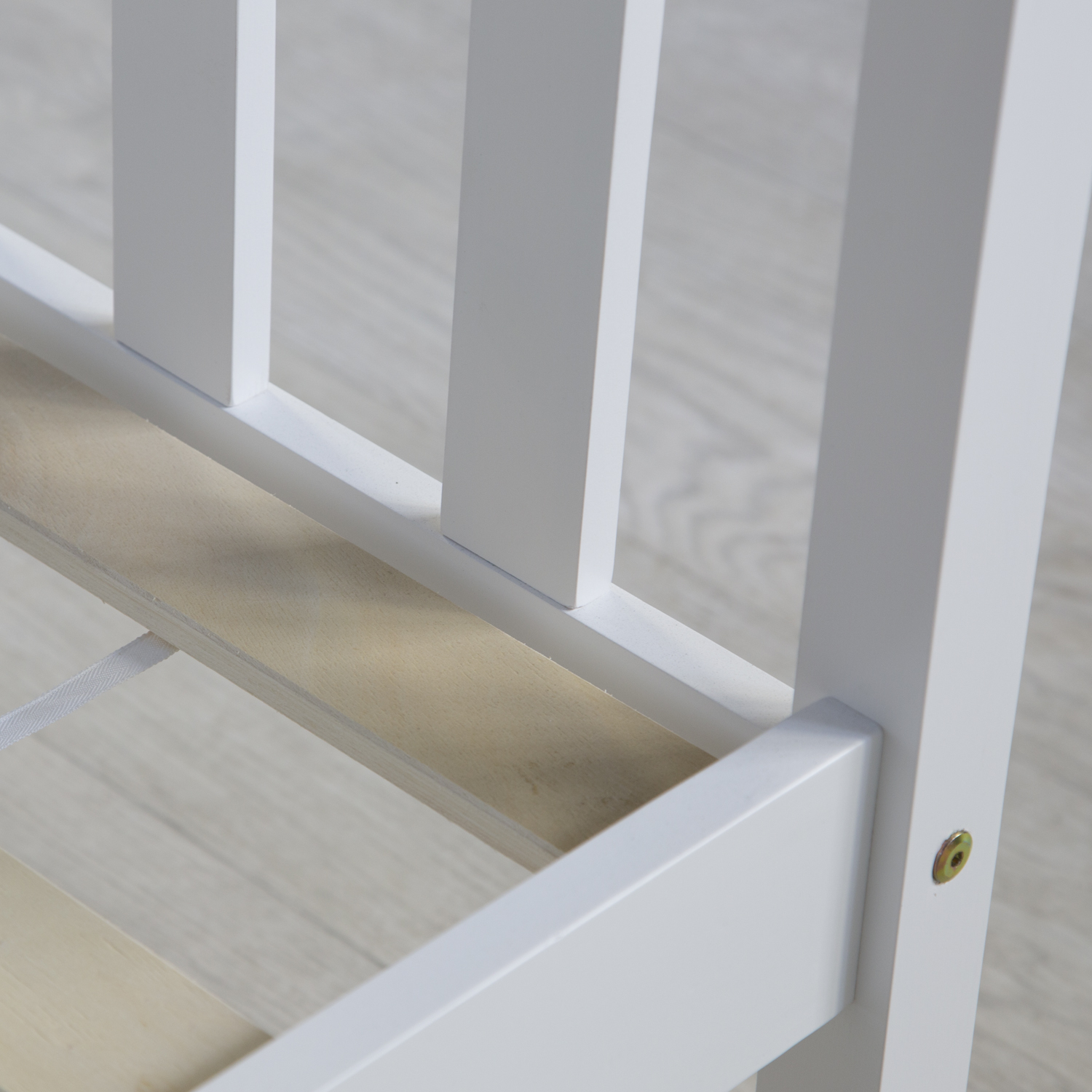 Wood Bed 140x200 cm White Natural | Double Bed | with Slatted Frame | Scandinavian Style | Kids Youth Guest Bedroom