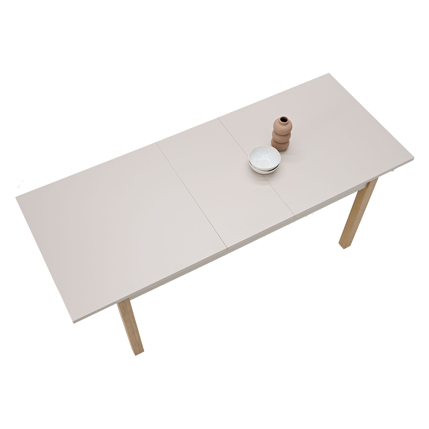 Modern Dining Table Kitchen Table Wooden Table 160x80 cm Beige Grey 8 Seater Extendable