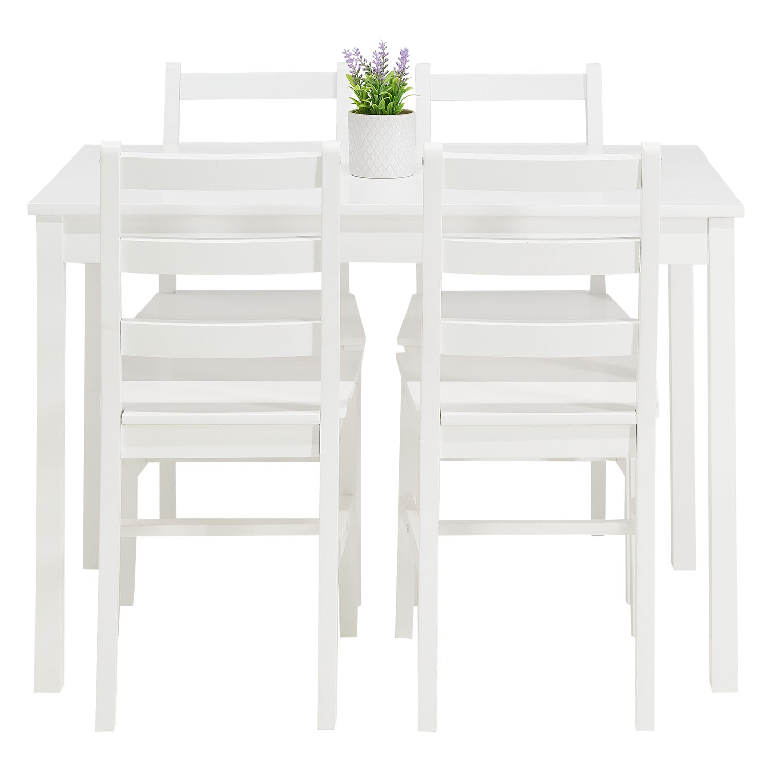 Dining set | 4-piece set chairs white | country style | wooden dining table 108 x 65 cm