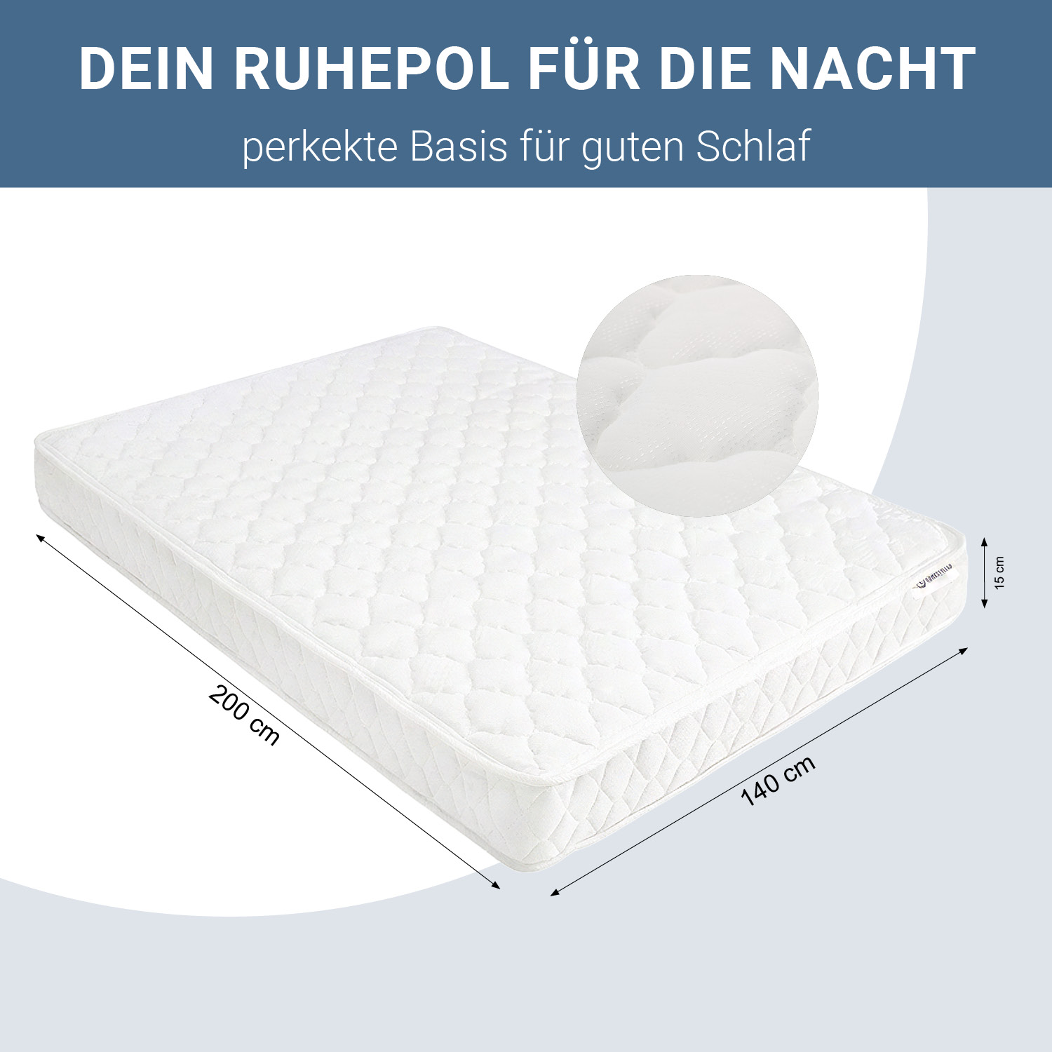 Wood Bed 140x200 cm Natural | Double Bed | with Spring Mattress | Solid | Youth Guest Bedroom