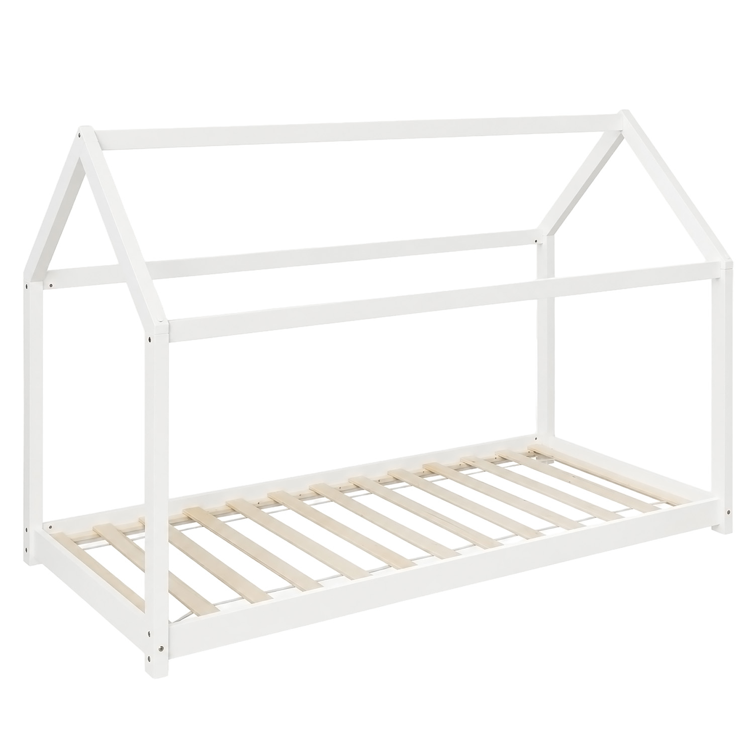 Childrens bed with mattress 90 x 200 cm playbed housebed wooden bed white