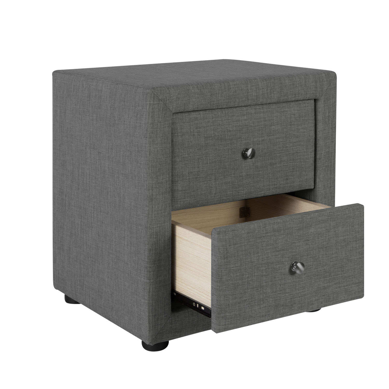 Bedside table nightstand bedroom night chest drawers side table grey fabric