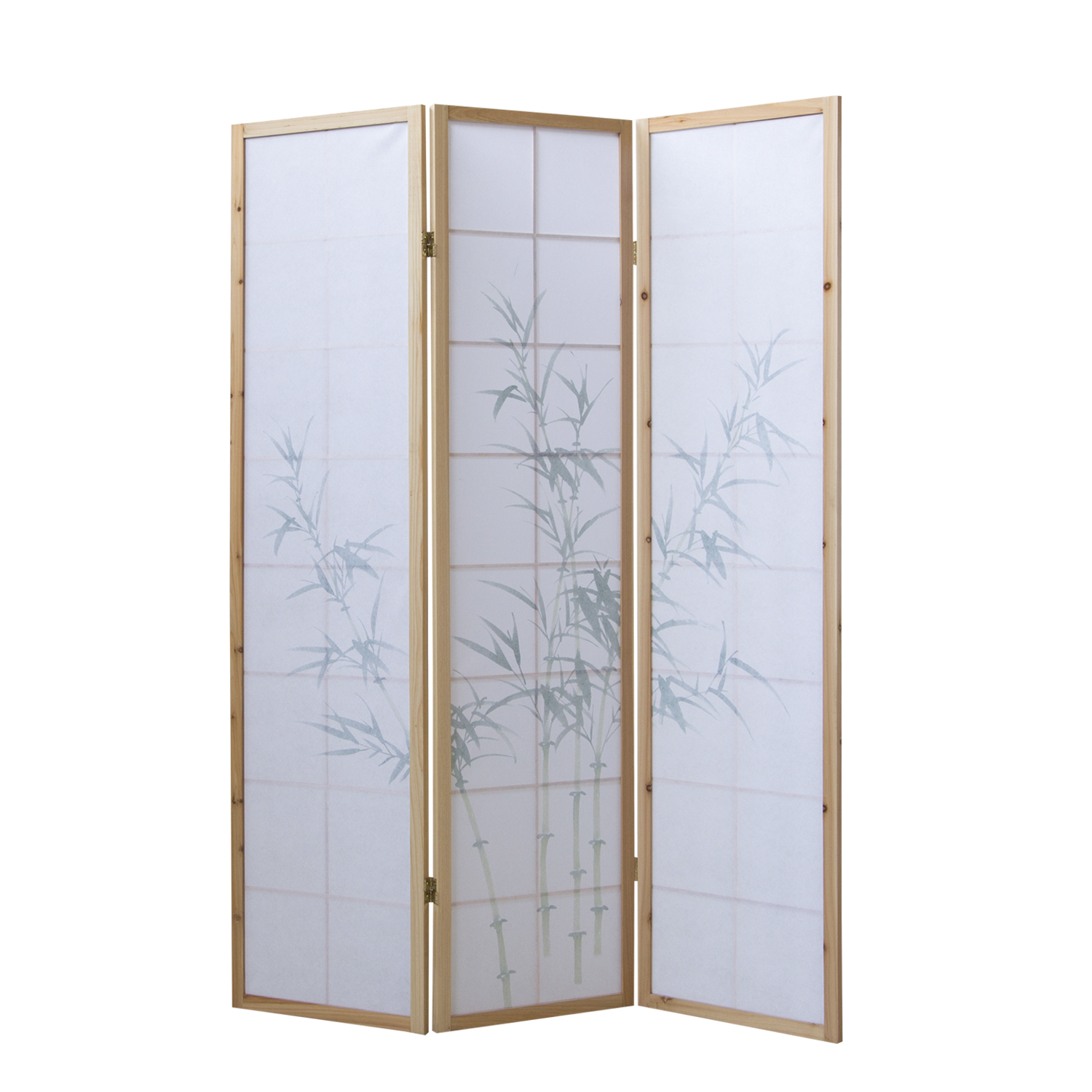 Paravent Natural Bamboo Pattern Print | 3-panel | Wood | Room Divider Partition Privacy Screen
