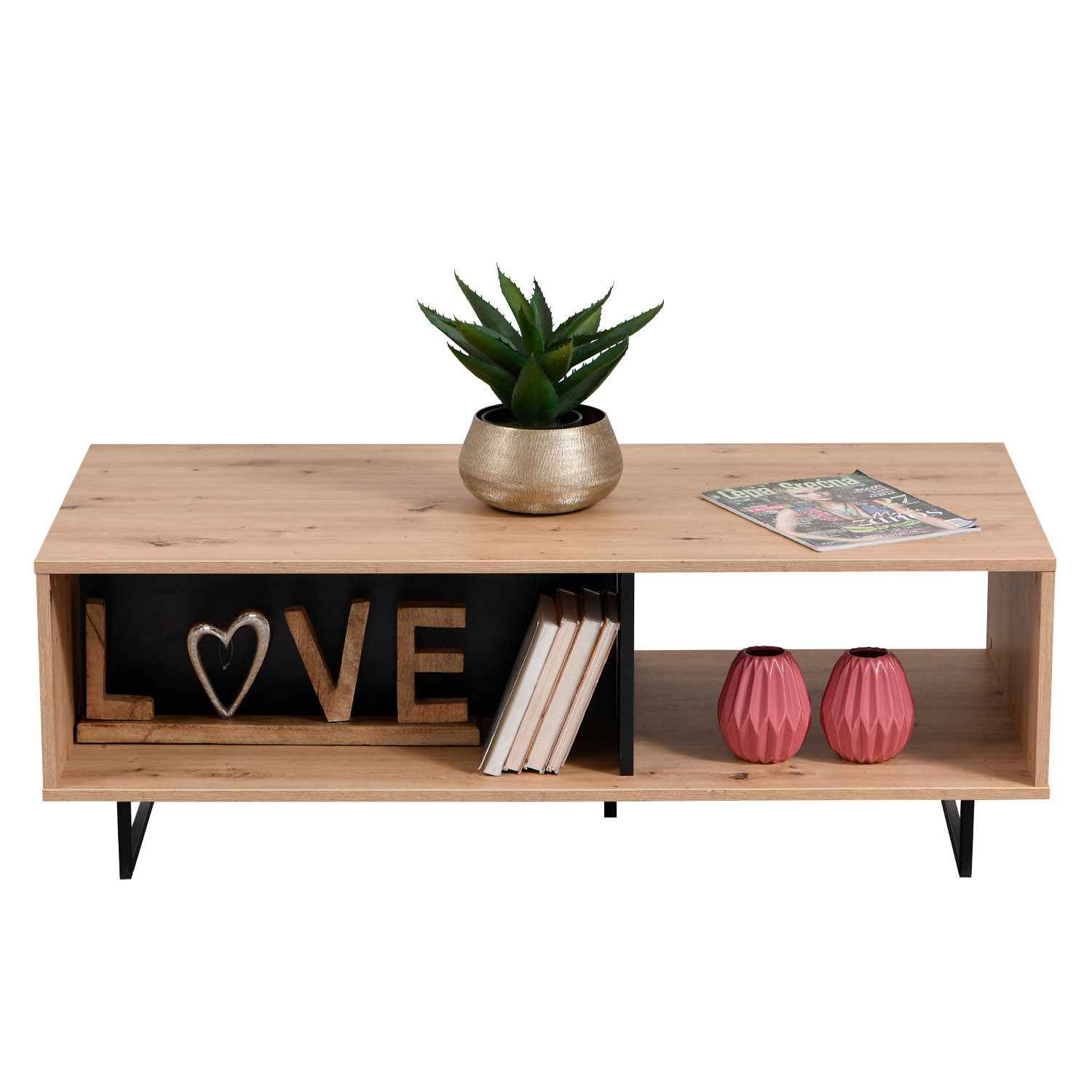 Coffee Table Living Room Table Wooden Table Oak Industrial Style Storage