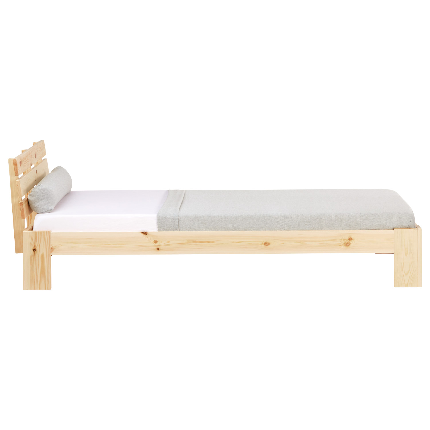 Wood Bed 90x200 cm Natural | Single Bed | with Slatted Frame | Solid | Kids Youth Guest Bedroom