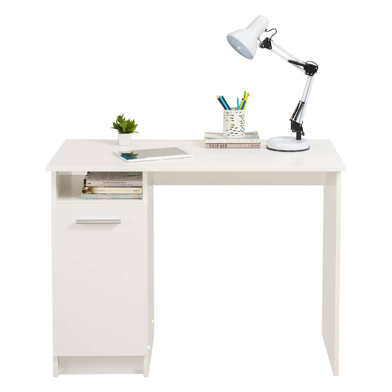 Computer Desk PC Table Home Office Desk Small Gaming Desk Shelves Workstation White
