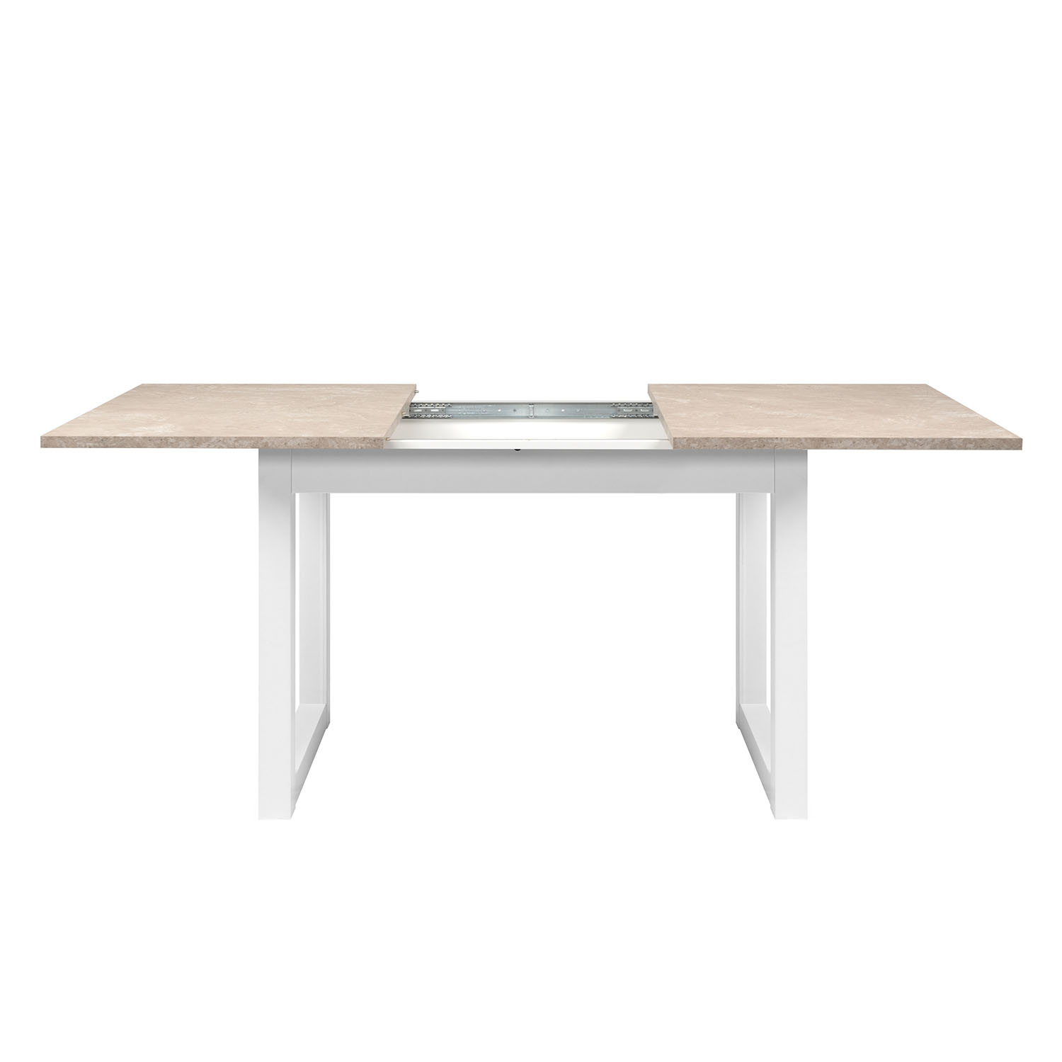 Extendable Dining Table 120x80 cm Kitchen Table Wooden Table White Sand stone Living Room Table