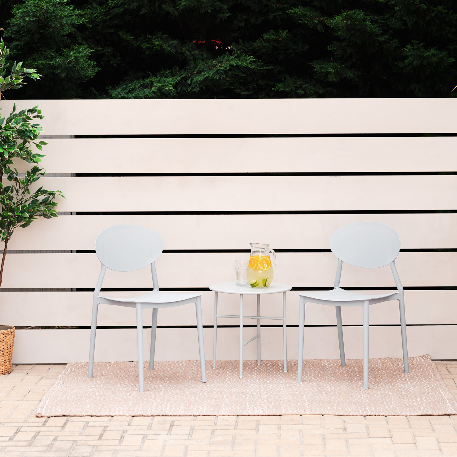 Garden chair Set of 4 Camping chairs Grey Outdoor chairs Plastic Stacking chairs Kitchen chairs