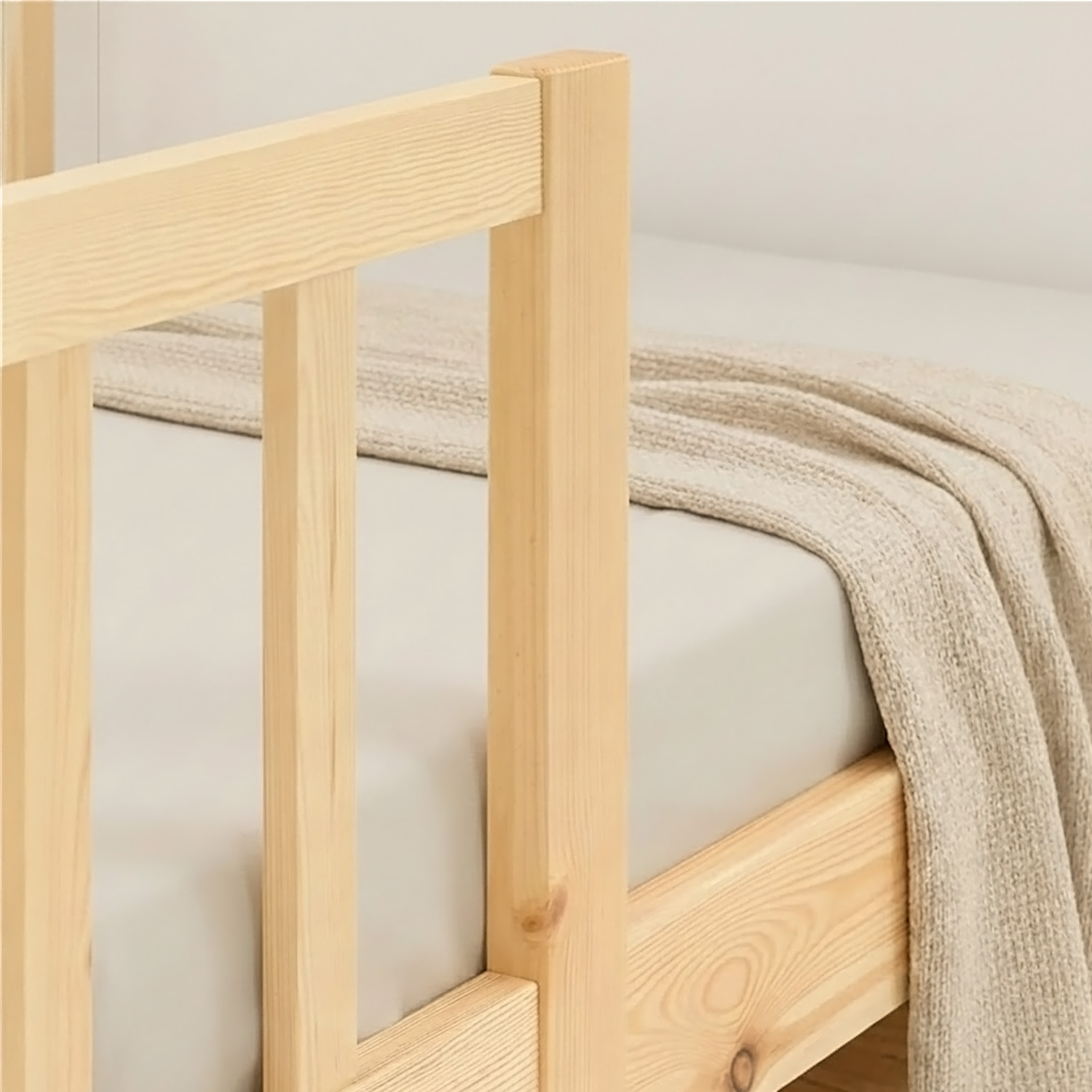 Single bed 90x200 cm White Green Red Wooden Bed frame Toddler bed with safety rail Kids bed Childrens bed Mattress Slatted frame