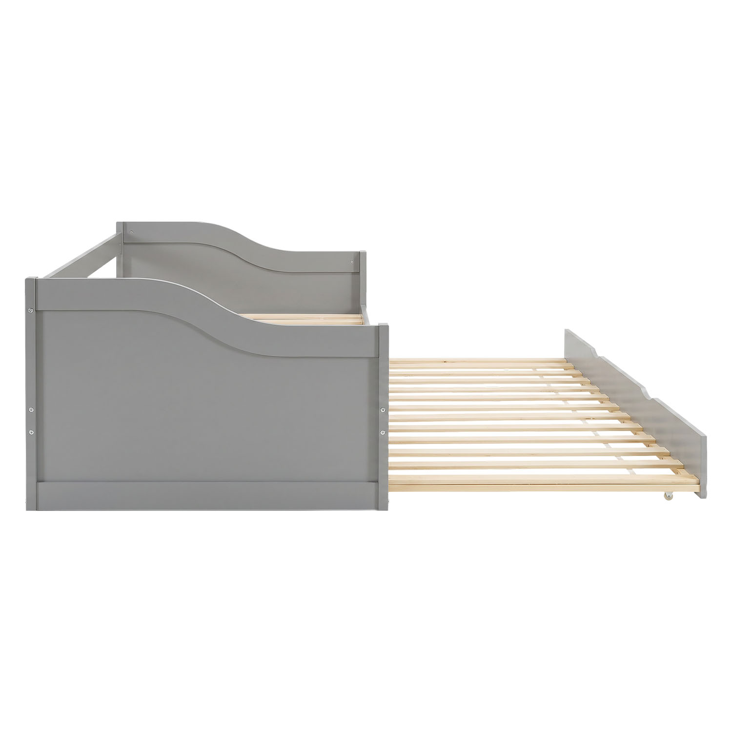 Wooden Bed 90x200 cm Gray | Extends to a Double Bed | Bunk Bed | With Slatted Base | Can Be Combined with a Duo Bed | Convertible Bed | Multifunctional Bed