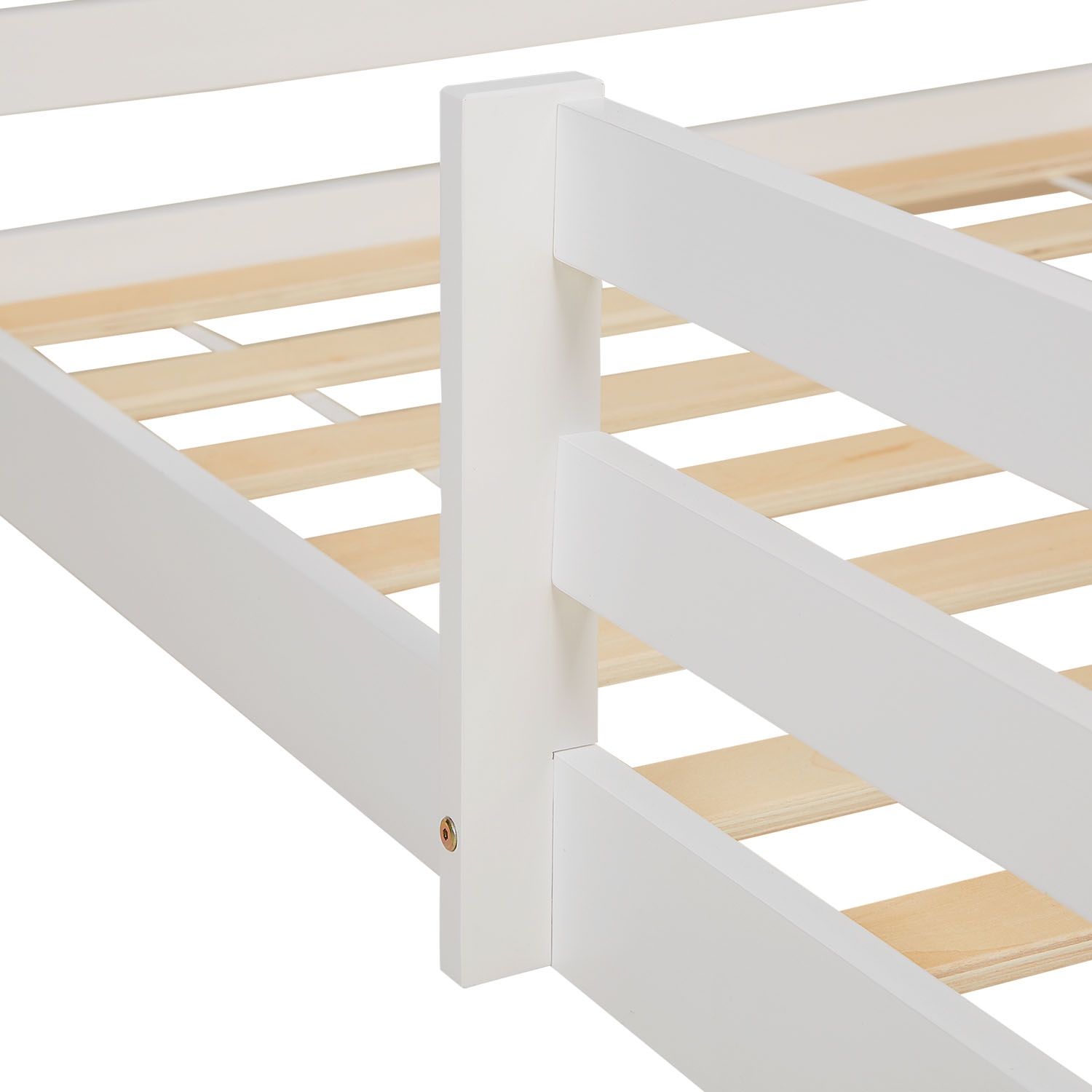 Children's Bed 90x200 cm White | House Bed with Fall Protection | Montessori | Single Bed | with Slatted Frame | Wood