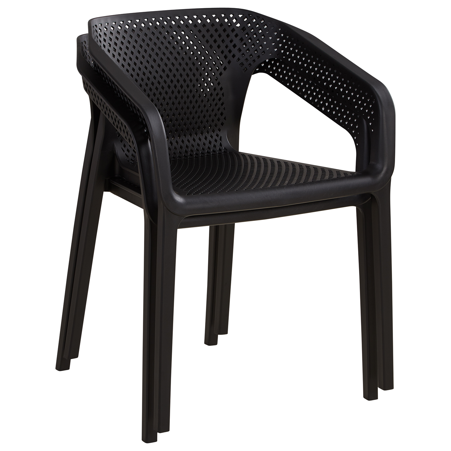 Set of 4 Garden chair with armrests Camping chairs Black Outdoor chairs Plastic Egg chair Lounger chairs Stacking chairs