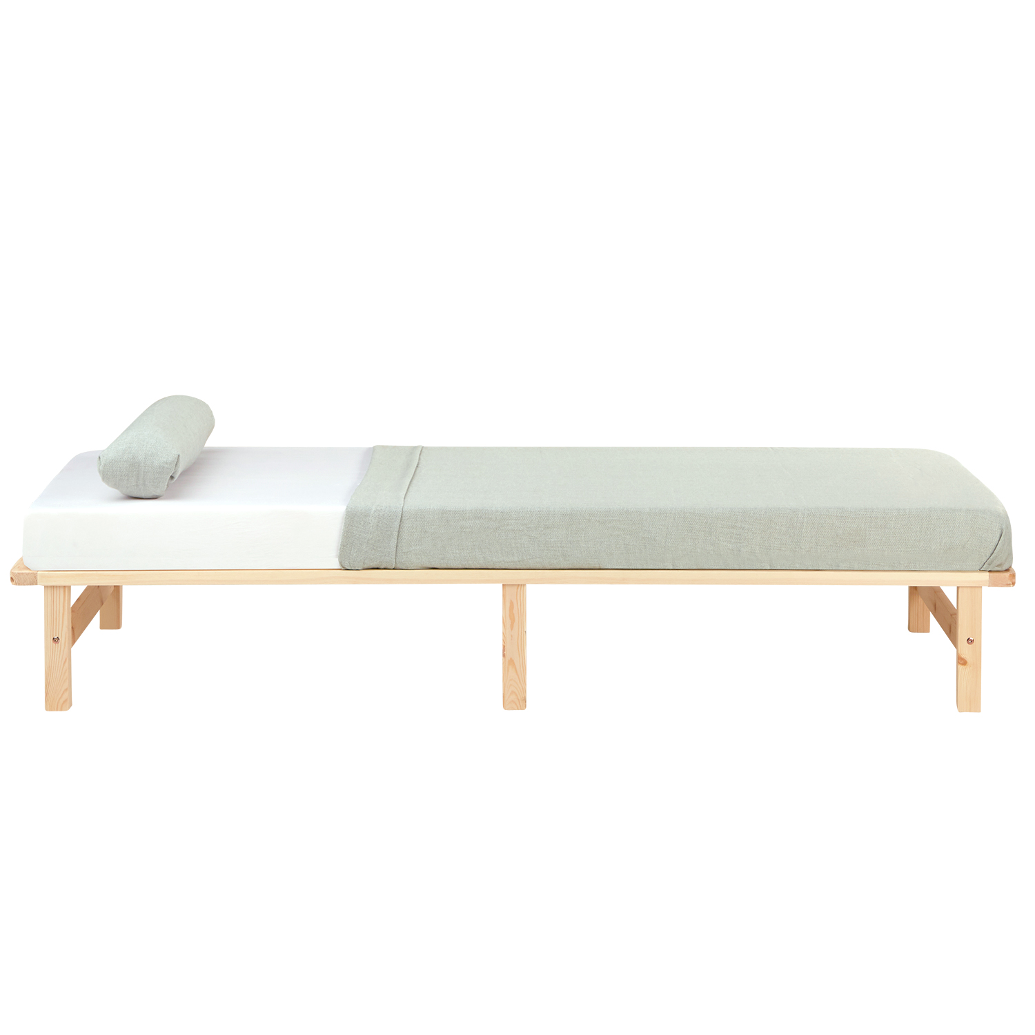 90x200 cm Natural Pallet Bed – Single Wooden Bed with Slatted Base