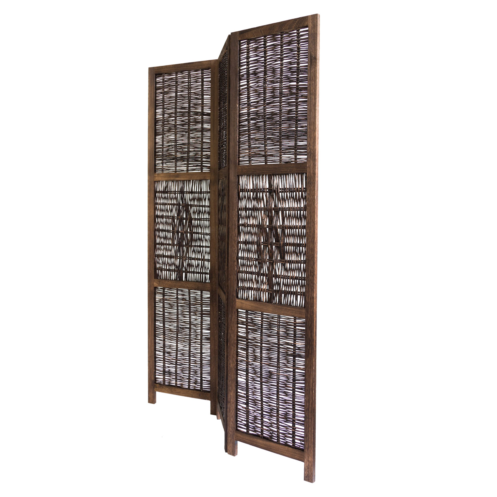 Paravent Brown Willow | 3-panel | Wood | Room Divider Partition Privacy Screen