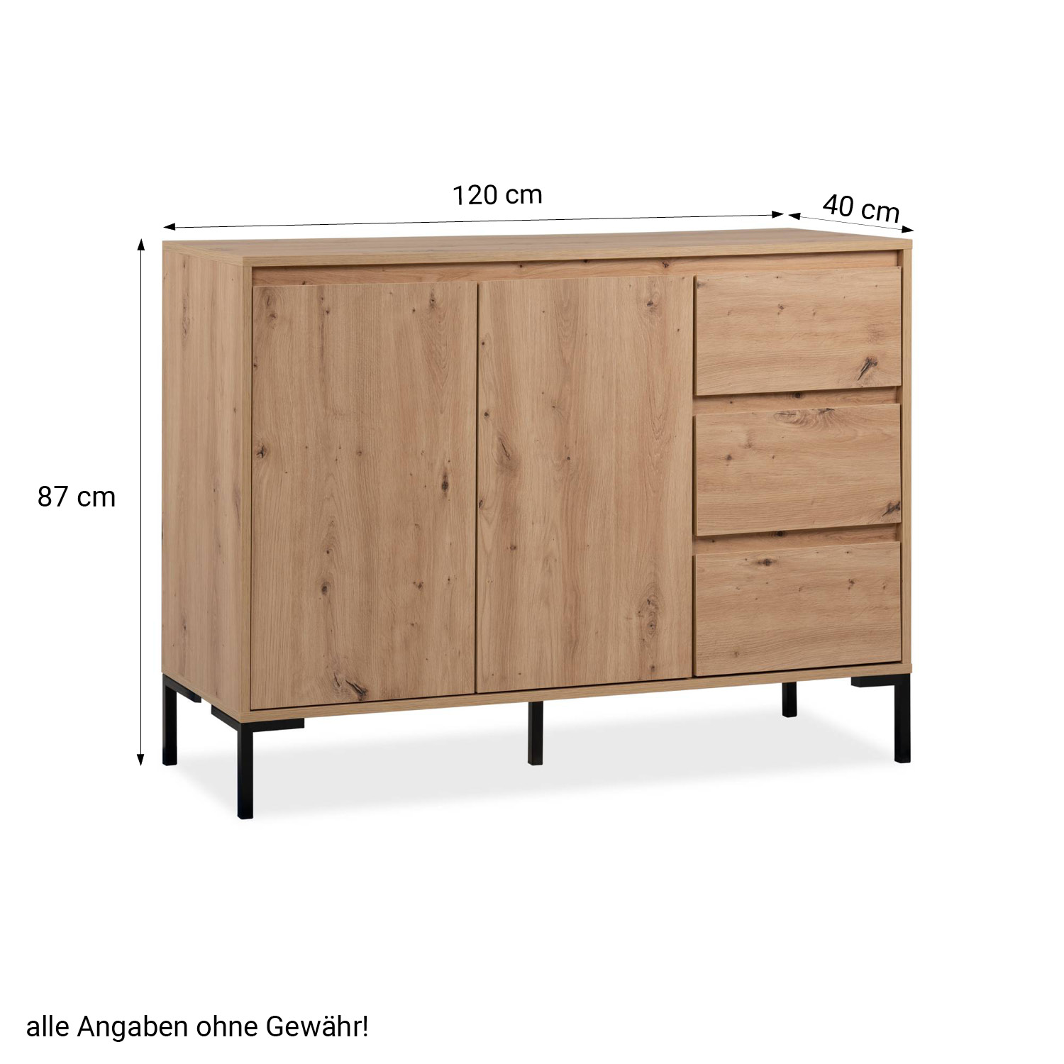 Sideboard Chest of Drawers Wood Oak Cupboard Living Room Cabinet Industrial Look