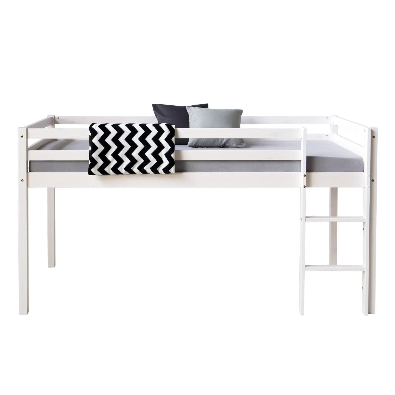 Loft Bed Kids 90x200 cm White Basic | without Slatted Frame